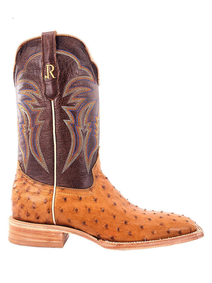 R.Watson RW4506 Men's Full Quill Ostrich Leather Cowboy Boots in Cognac Brown - Perfect for Western Rides, Country Music Festivals & Casual Wear