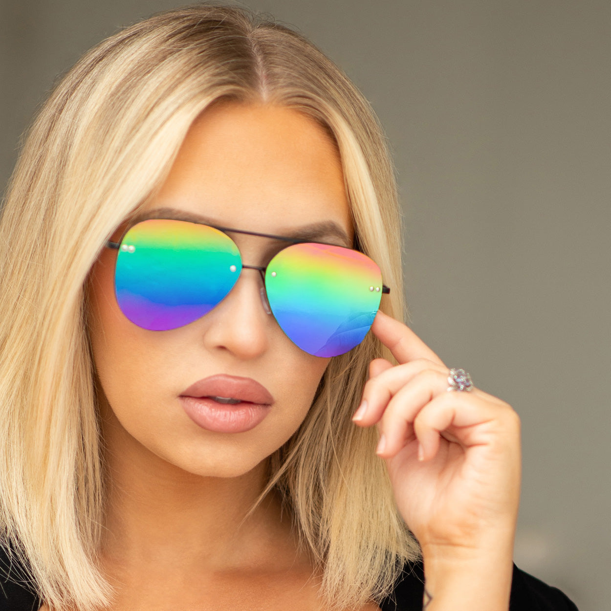 Smaller Megan 2 Pride Aviator Sunglasses - UV Protection Polarized Retro Style for Men & Women - Perfect for Driving, Beach, and Outdoor Activities