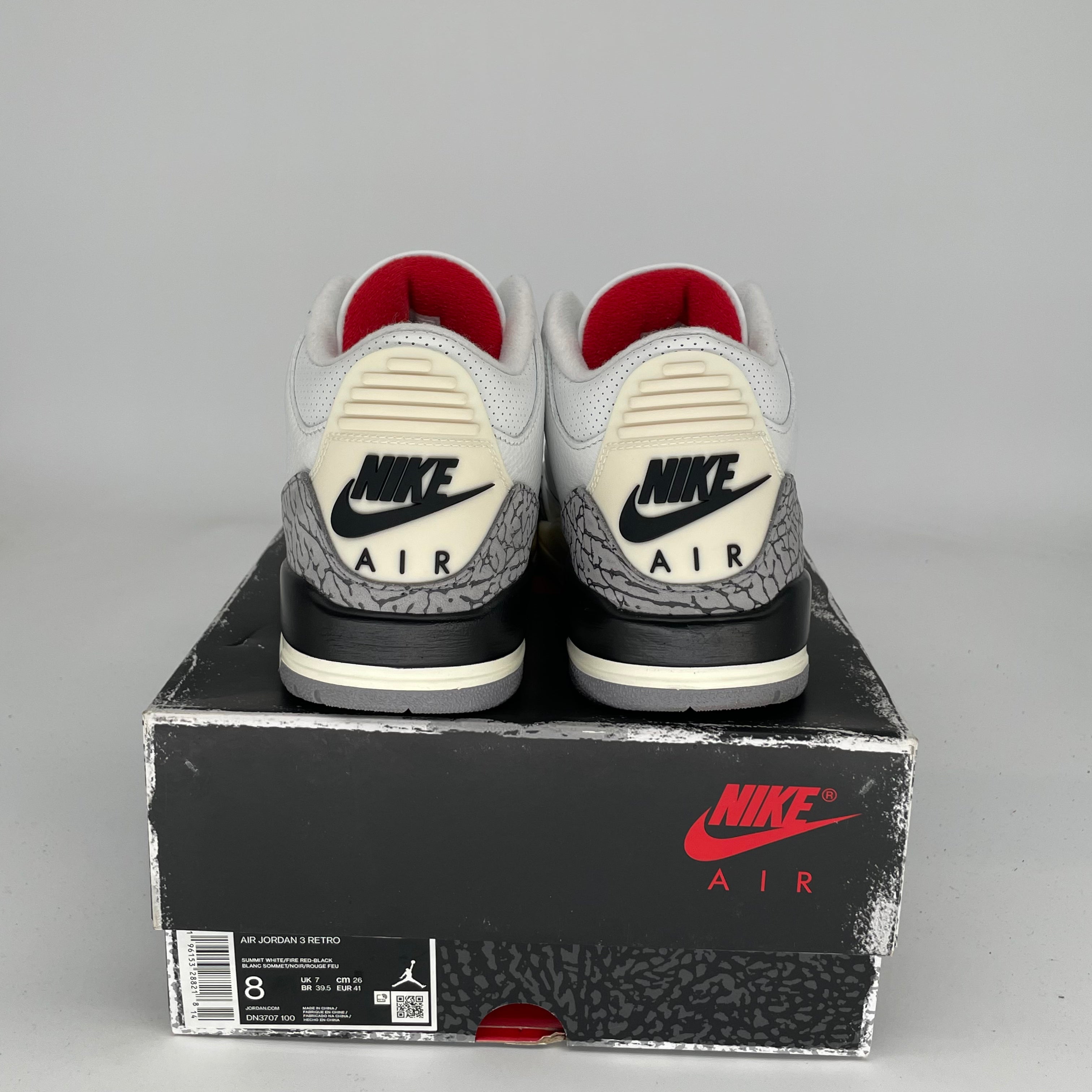 Air Jordan 3 White Cement Reimagined Retro Sneakers - Men's Size 8 (DN3707-100) - Authentic Basketball Shoes for Streetwear & Casual Outfits