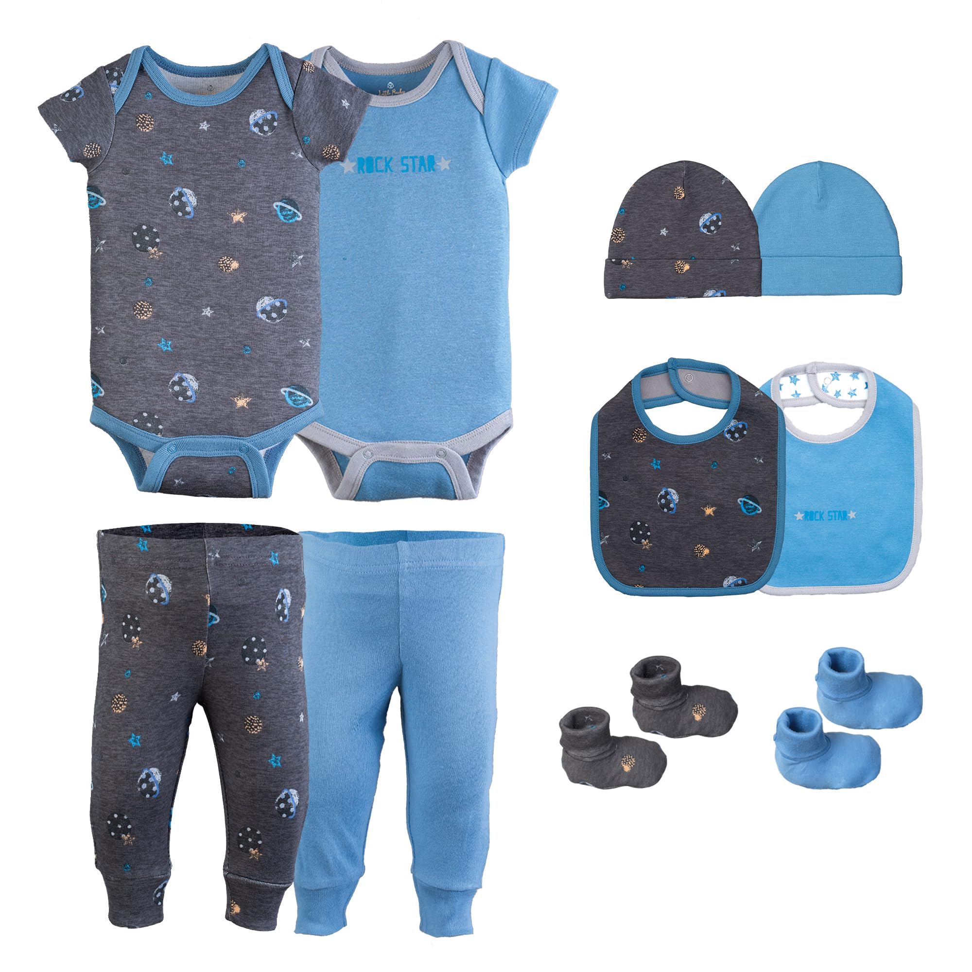 Newborn Baby Clothes Gift Set for Girls & Boys 0-3 Months - Soft Cotton Layette Outfit with Hat & Mittens - Perfect for Hospital, Photo Shoots & First Outings
