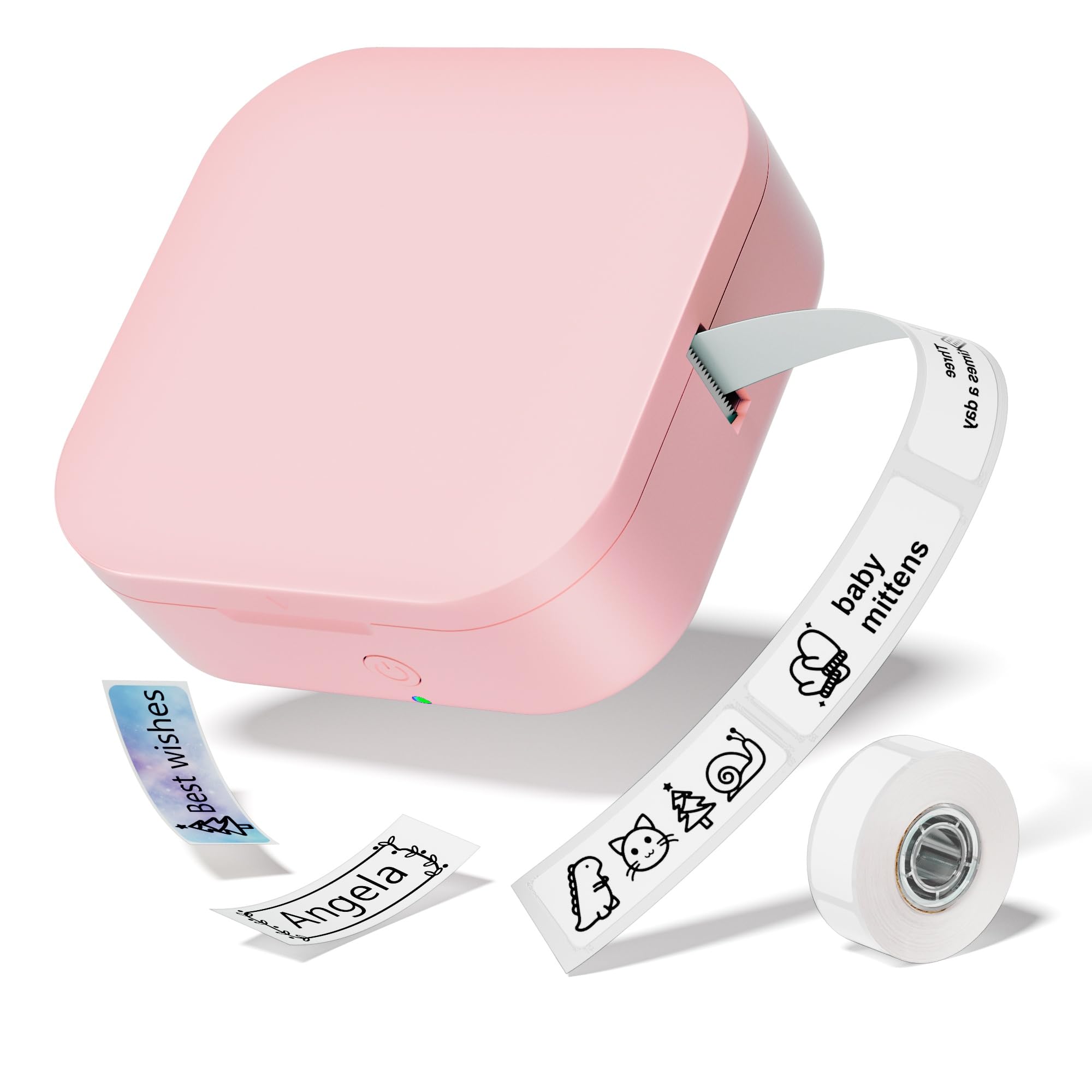 COLORWING Q30 Portable Bluetooth Thermal Label Printer with Tape - Dual Power (USB/Battery) for Home, Office & School Organization | Pink Label Maker for Shipping, Pantry, Filing & Craft Projects