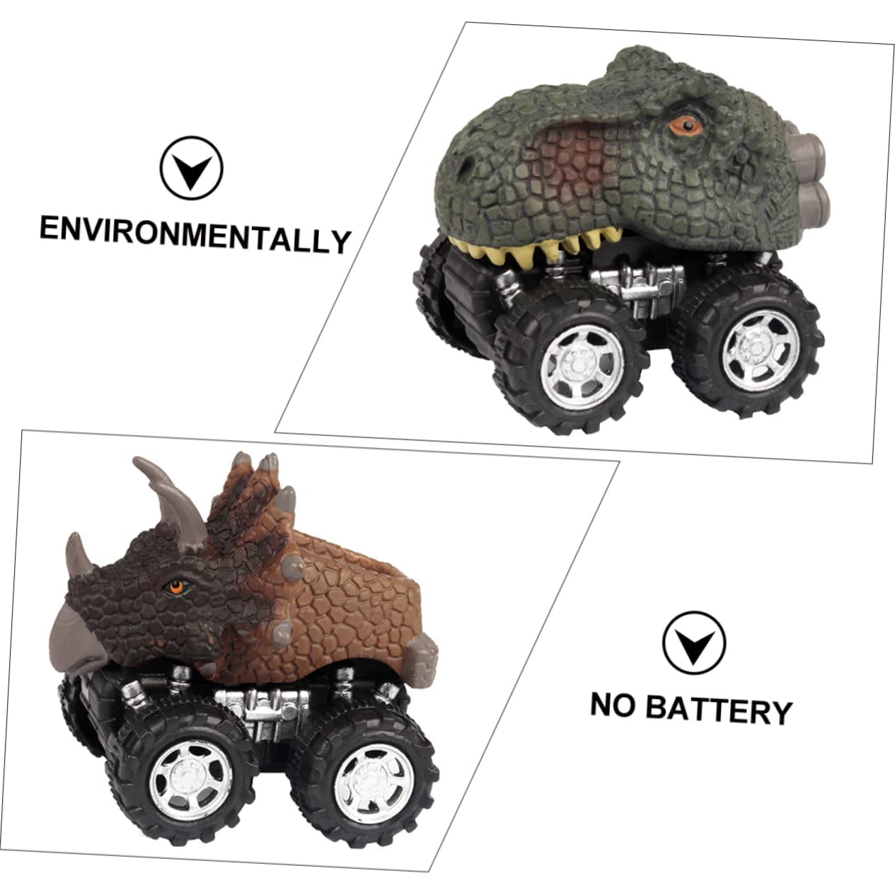 SKISUNO 4-Pack Dinosaur Pull Back Toy Cars - Cartoon Dinosaur Shaped Vehicles for Kids, Fun Plastic Dino Toys for Boys & Girls - Perfect for Birthday Gifts, Party Favors and Pretend Play