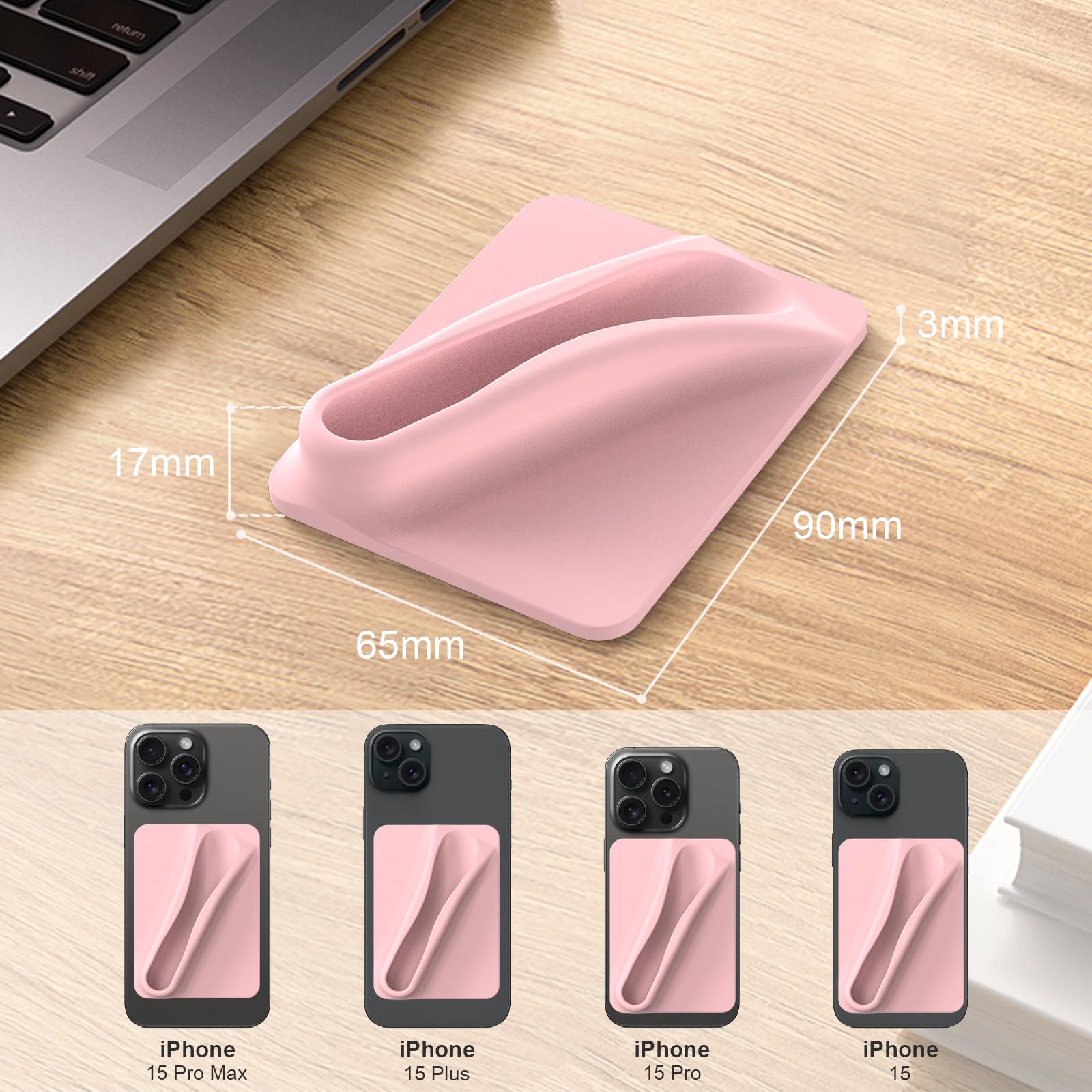 DOB SECHS Silicone Lipstick Holder for iPhone & Android - Stick On Phone Case Accessory, Pink - Perfect for Makeup Touch Ups & Hands-Free Phone Use While Driving or Working