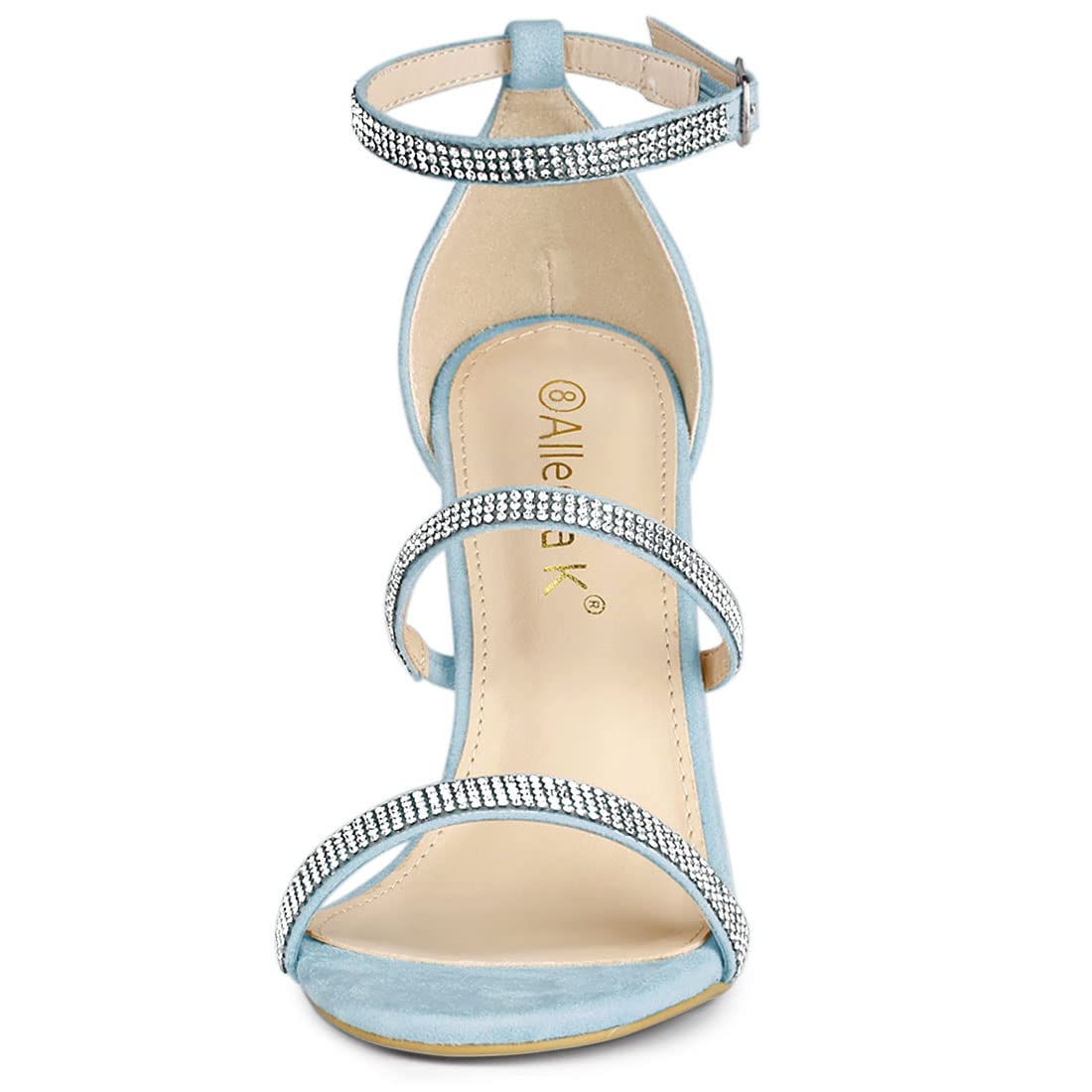 Allegra K Women's Rhinestone Ankle Strap Stiletto High Heel Sandals - Elegant Party Shoes for Weddings, Prom & Evening Events