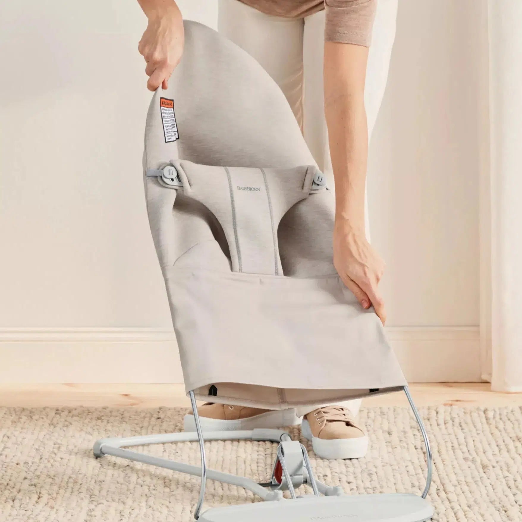 Baby Bjorn Bouncer Bliss 3D Jersey - Light Beige Baby Bouncer & Rocker | Soft Jersey Fabric, Ergonomic Design for Newborns & Infants | Perfect for Nursery, Playtime & Soothing Baby to Sleep