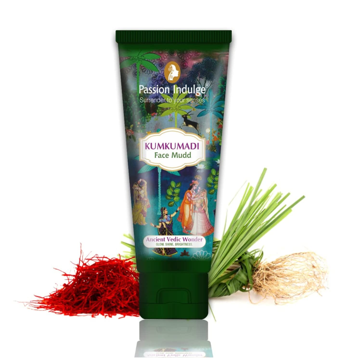 Kumkumadi Natural Face Mud Mask - Anti-Aging & Brightening Treatment with Saffron, Vetiver Oil & 16 Herbs for All Skin Types | Unisex Glow & Radiance Booster | Perfect for Daily Skincare & Spa Nights - 100g