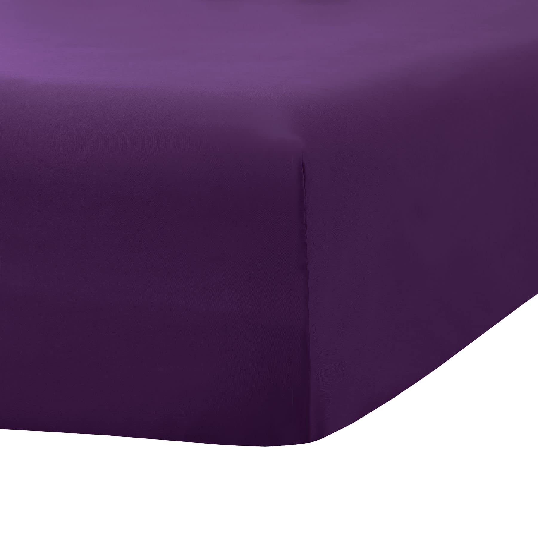 Ghooss Queen Size Fitted Sheet - Soft Microfiber Deep Pocket (14 Inch) Purple Bottom Sheet - 1 Pack | Perfect for Guest Rooms, Dorms & Master Bedrooms
