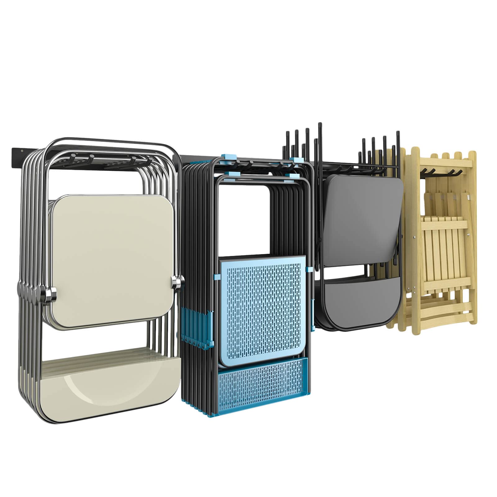 Godboat Heavy-Duty Wall Mount Garage Storage Organizer - 4 Hook Yard Tool Rack with 320 lbs Capacity - Space Saving Garage Shelving for Garden Tools, Bikes & Sports Equipment - Perfect Father's Day Gift for Dad & DIY Enthusiasts (Workshop, Garage, Shed & Outdoor Organization)