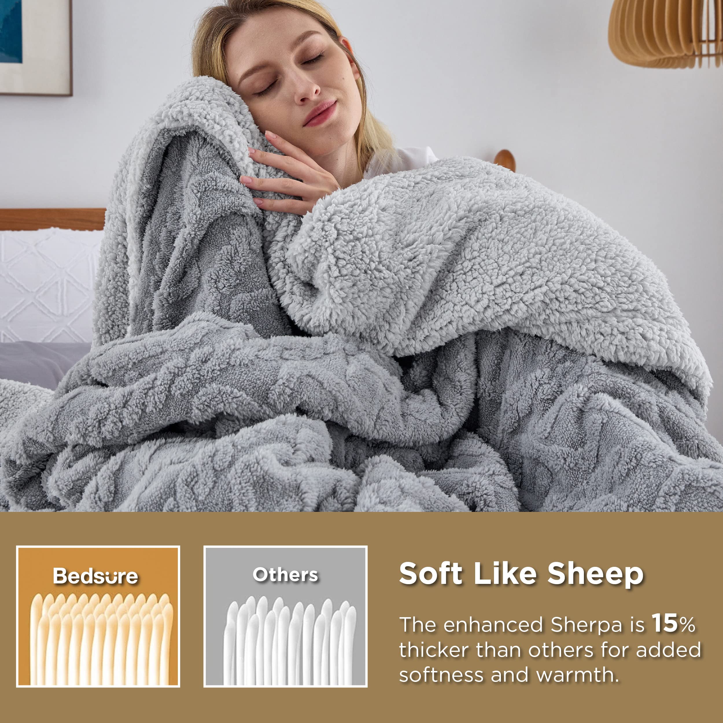 BEDSURE Soft Knitted Throw Blanket 150x200cm - Double-Sided Fluffy Couch Blanket for Living Room, Extra Warm & Cozy Grey Blanket for Sofa, Bed, or Travel | Perfect for Winter Nights, Movie Time & Home Decor