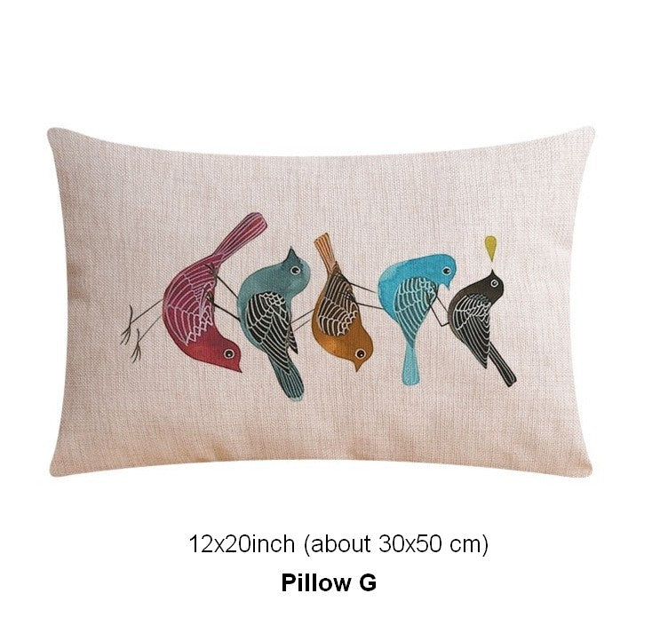 Love Birds Embroidered Throw Pillow Covers - Decorative Sofa Pillows for Kids' Room & Living Room Couch - Singing Birds Design Home Decor for Nursery, Bedroom, and Cozy Living Spaces