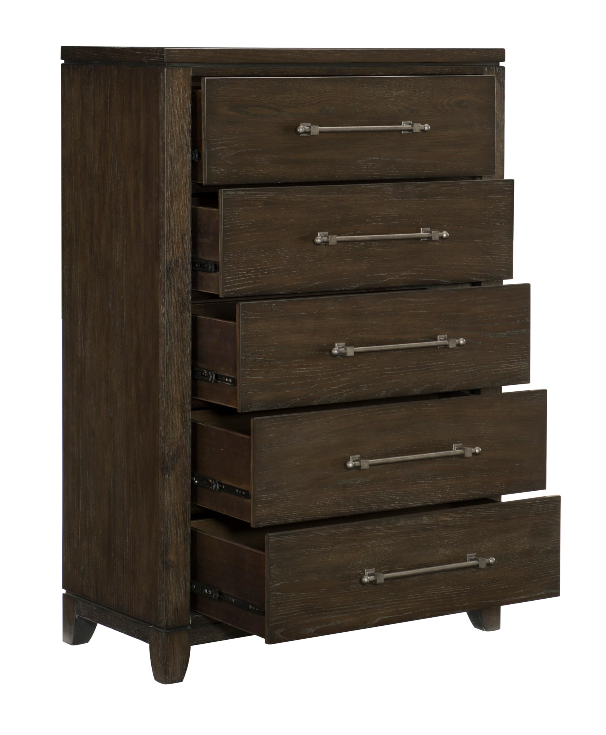 Modern Contemporary 6-Piece King Size Bedroom Set with Nightstands, Dresser, Mirror & Chest - Dark Brown Wooden Furniture for Luxurious Home Decor & Master Bedroom Upgrade