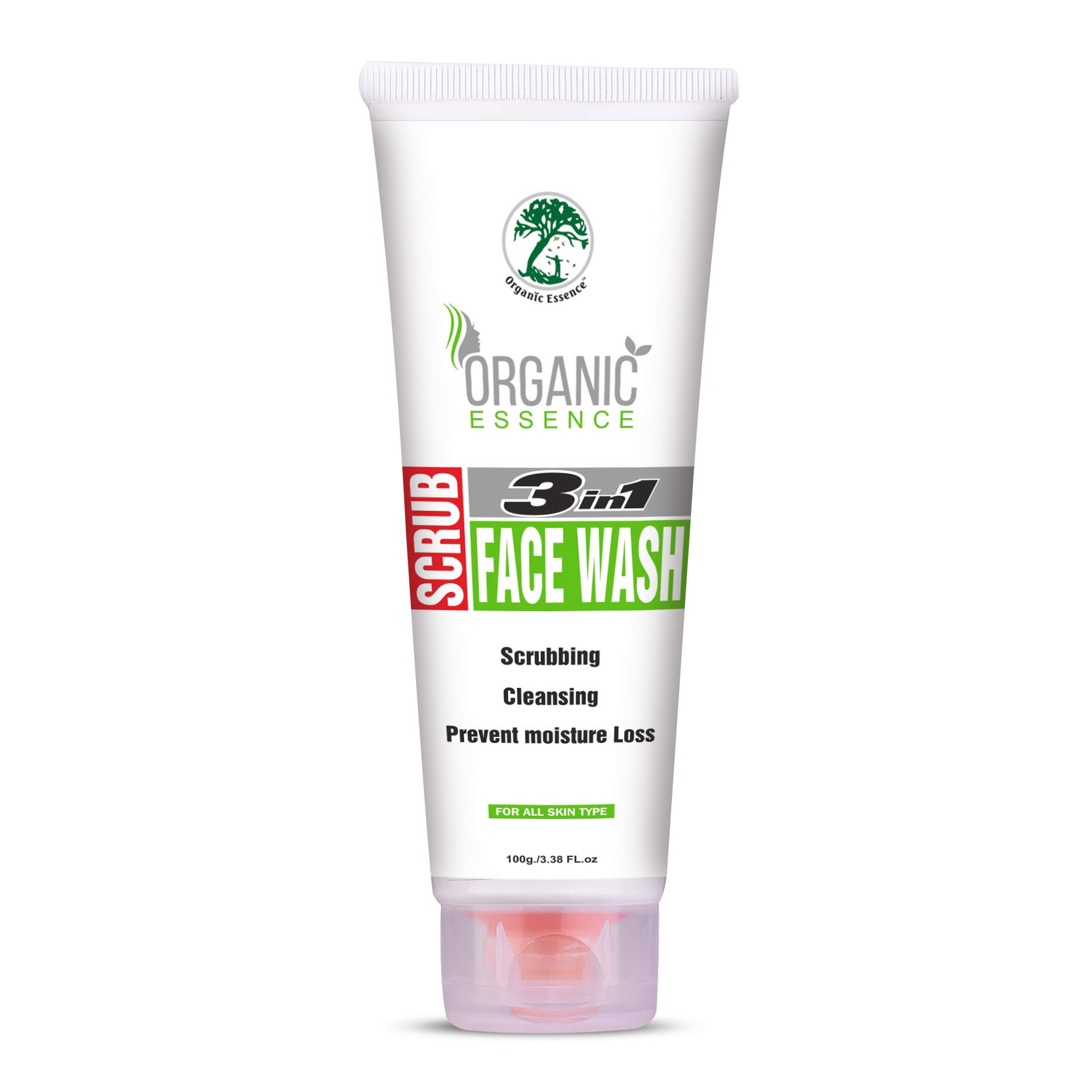Organic Essence 3-in-1 Face Wash for Daily Use - Cleansing, Exfoliating & Brightening | Paraben-Free, 100g | Perfect for Morning & Night Skincare Routine