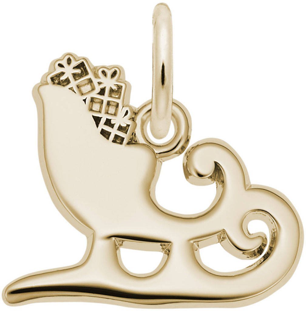 Rembrandt Sterling Silver Sleigh Charm Pendant - Elegant Christmas Jewelry Gift for Women, Perfect for Holiday Necklaces & Bracelets