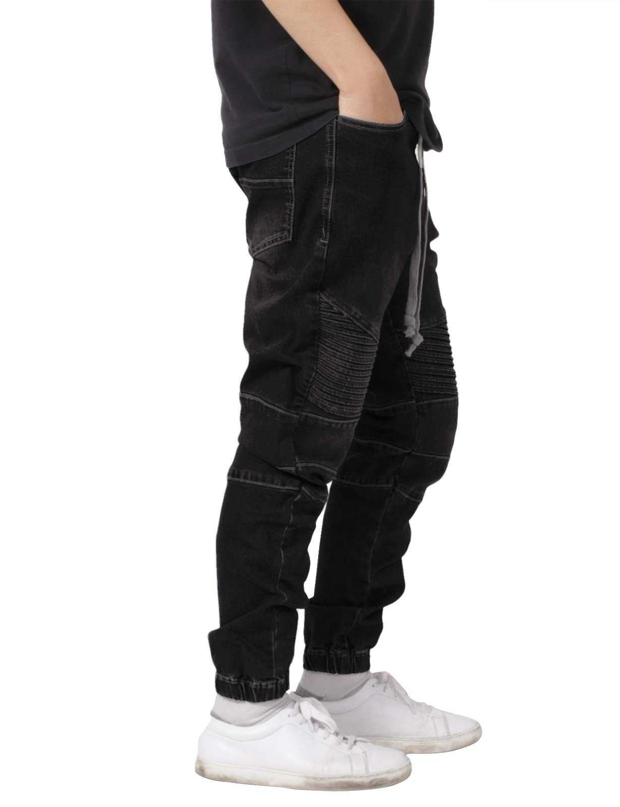 Allsense Men's Slim-Fit Acid Wash Biker Denim Jogger Pants - Stylish & Comfortable Casual Pants for Motorcycle Riding, Streetwear & Everyday Wear