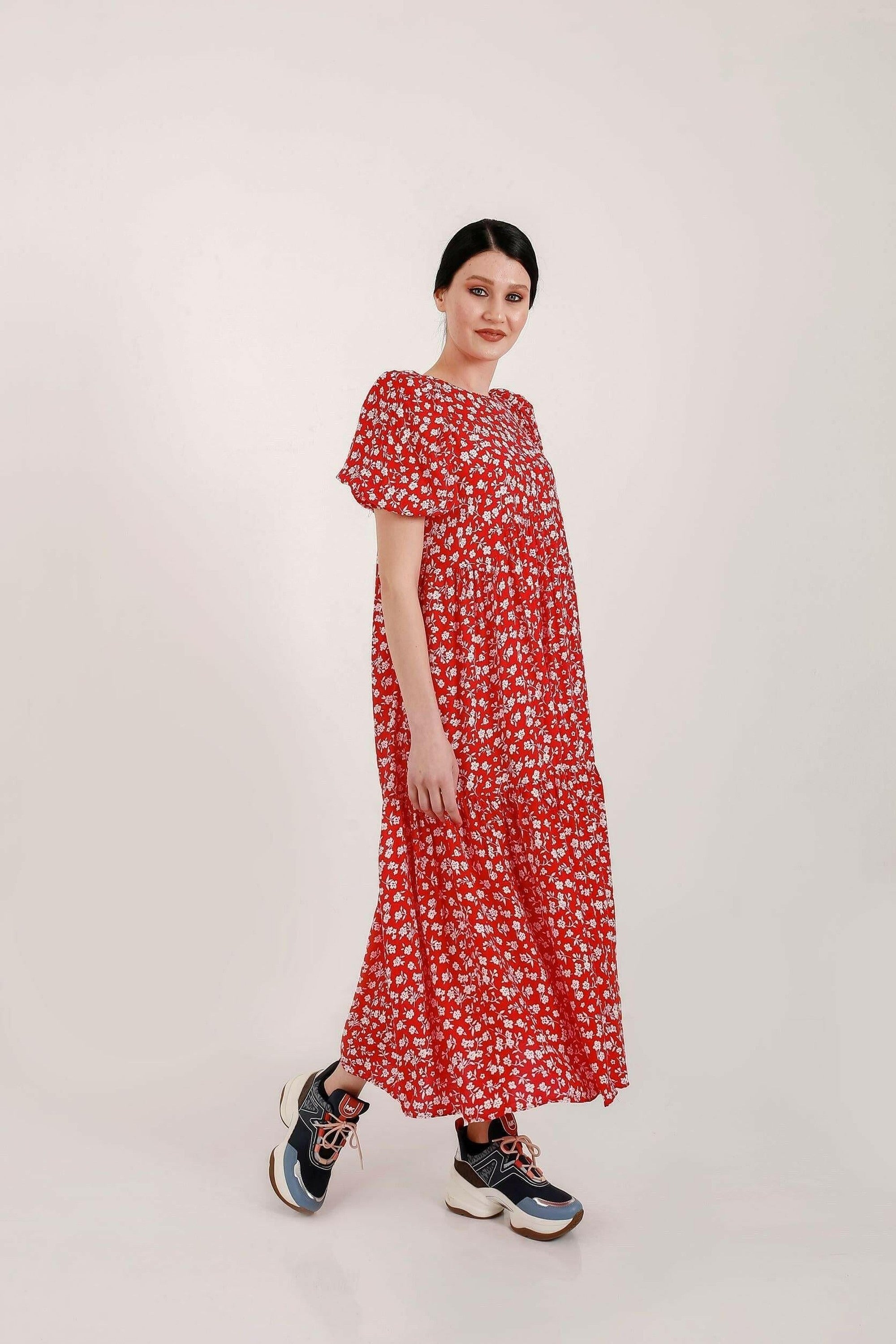 Milina Shirred Tier Midi Dress - Flowy Summer Dress with Ruffles for Women | Perfect for Beach, Vacation & Date Night Outfits