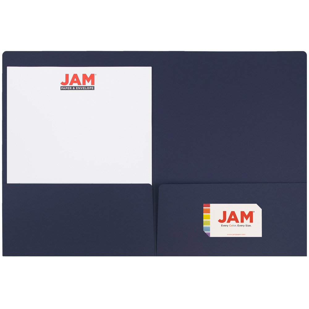 Premium Matte Cardstock Twin Pocket Folders - Navy Blue - 100 Pack Bulk - Ideal for School, Office & Business Organization