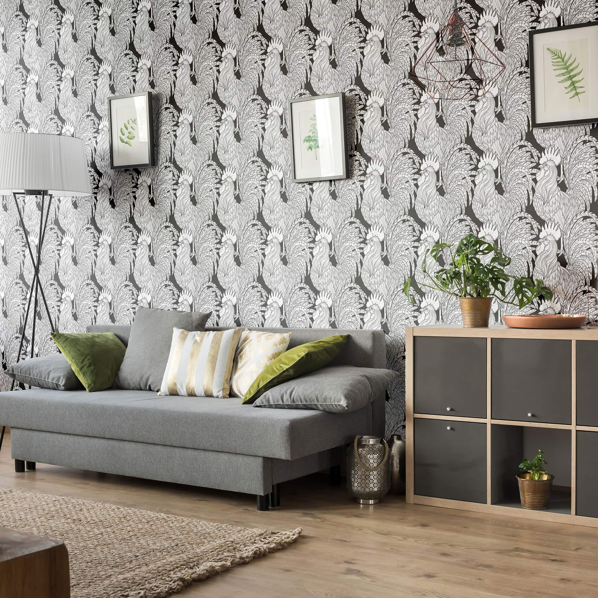 Black Animal Tile Adhesive Peel and Stick Removable Wallpaper - Self-Adhesive Decorative Wall Stickers for Home, Office & Nursery Decor - Easy DIY Installation & Damage-Free Removal