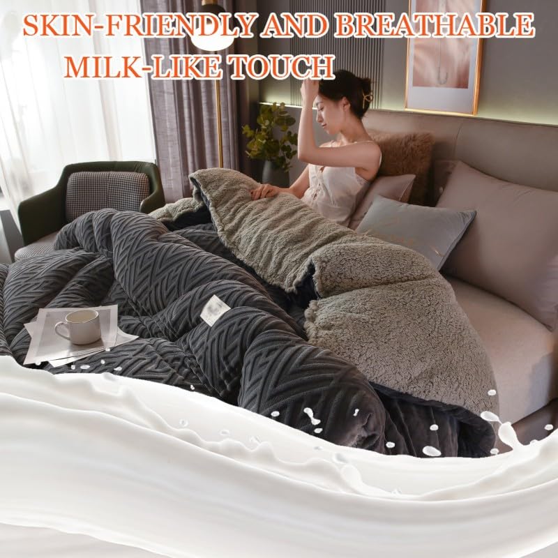 King Size Sherpa Fleece Blanket - Ultra Soft Double Sided Lambswool Comforter for Winter - Warm & Cozy 220x240cm Heavyweight Quilt - Perfect for Cold Nights, Bedroom Decor & Cozy Lounging