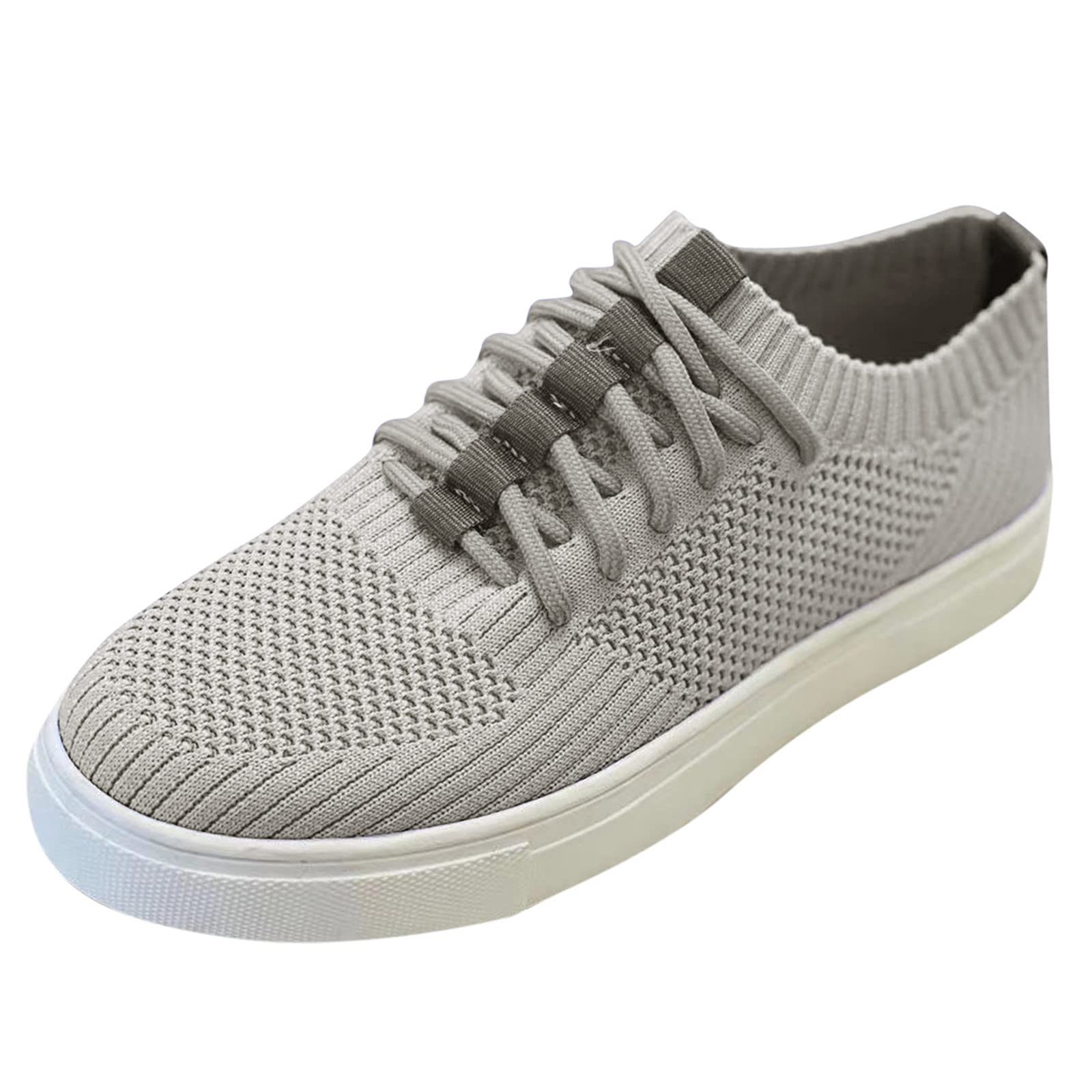 LRGUYISO Women's Breathable Knitted Casual Running Sneakers - Lightweight Sports Shoes for Walking, Jogging & Gym Workouts (Grey, Size 7)