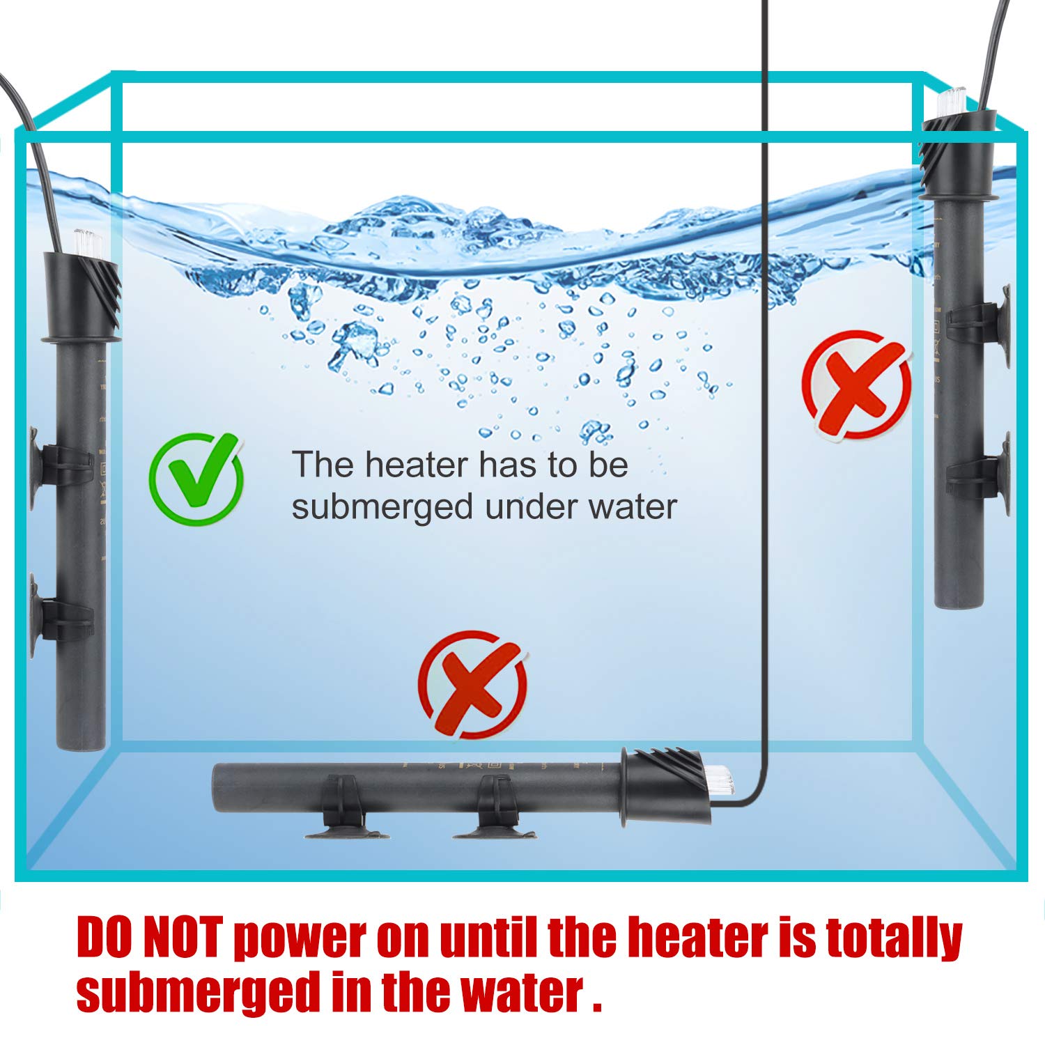 HT200 Submersible Aquarium Heater - 200W Fish Tank Water Heater for Freshwater & Marine Aquariums - Shatterproof & Energy Efficient - Perfect for Tropical Fish Tanks, Turtle Tanks & Aquatic Pets