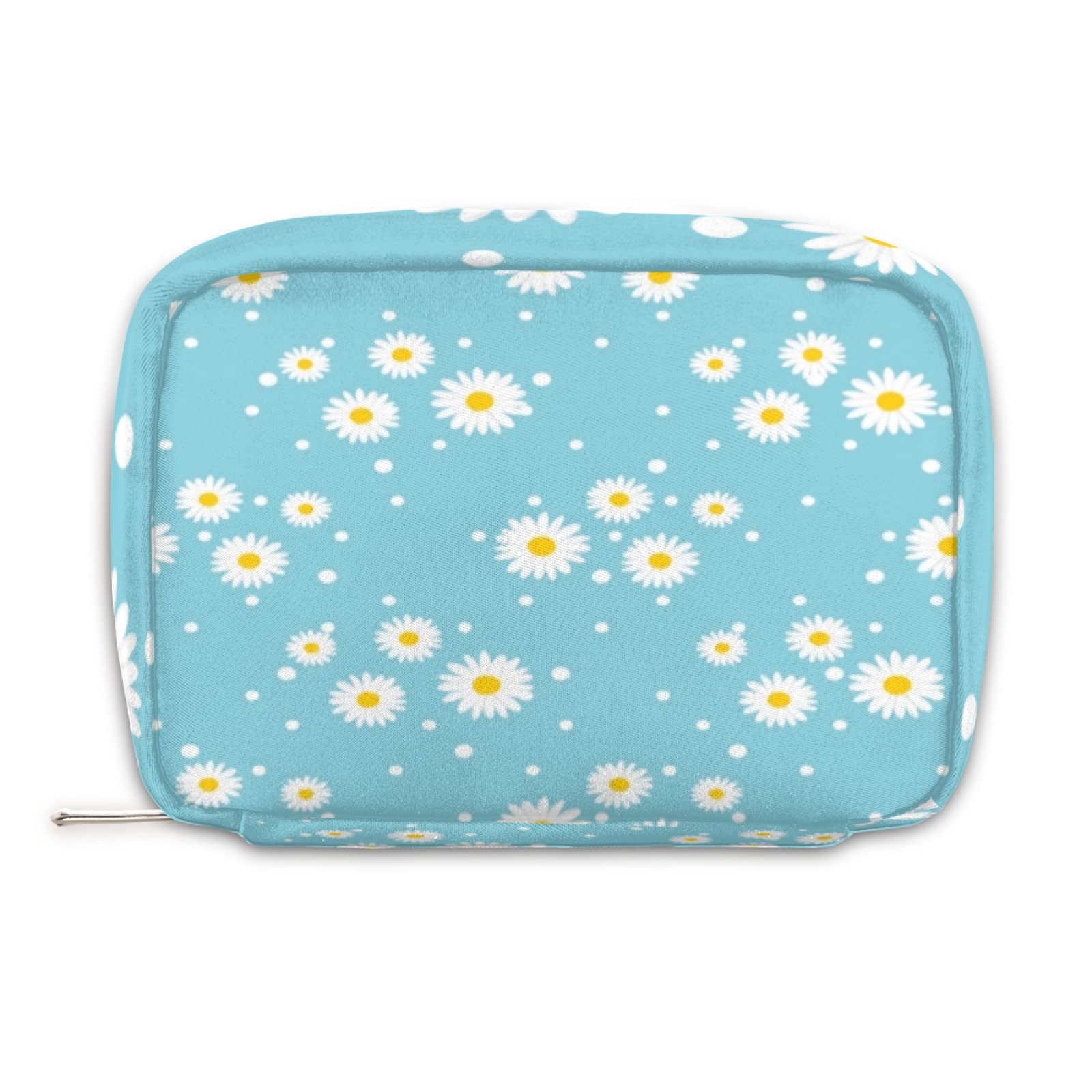 Cute Small Daisy Teal Makeup Bag - Water-Resistant Travel Cosmetic Pouch for Women & Girls - Perfect for Purse, Toiletry & Beauty Organizer - Great for Travel, Gym & Daily Essentials Storage
