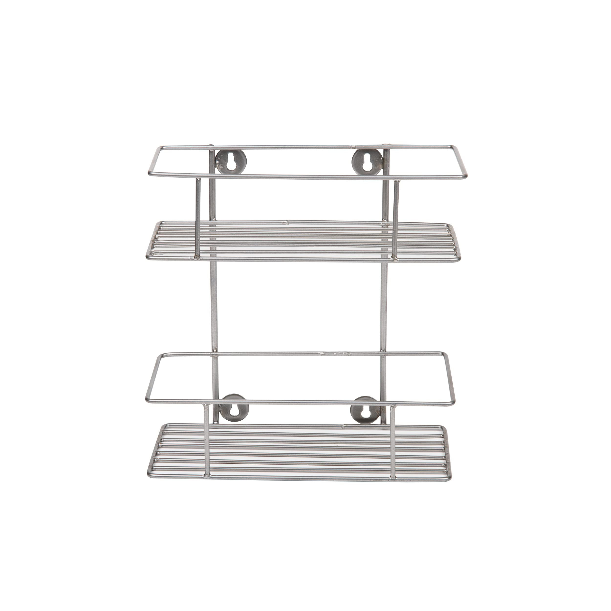 Mind Reader Alloy Collection 2-Shelf Wall Mount Organizer - Silver Metal Storage Shelf for Bathroom, Kitchen, Office & Garage Organization