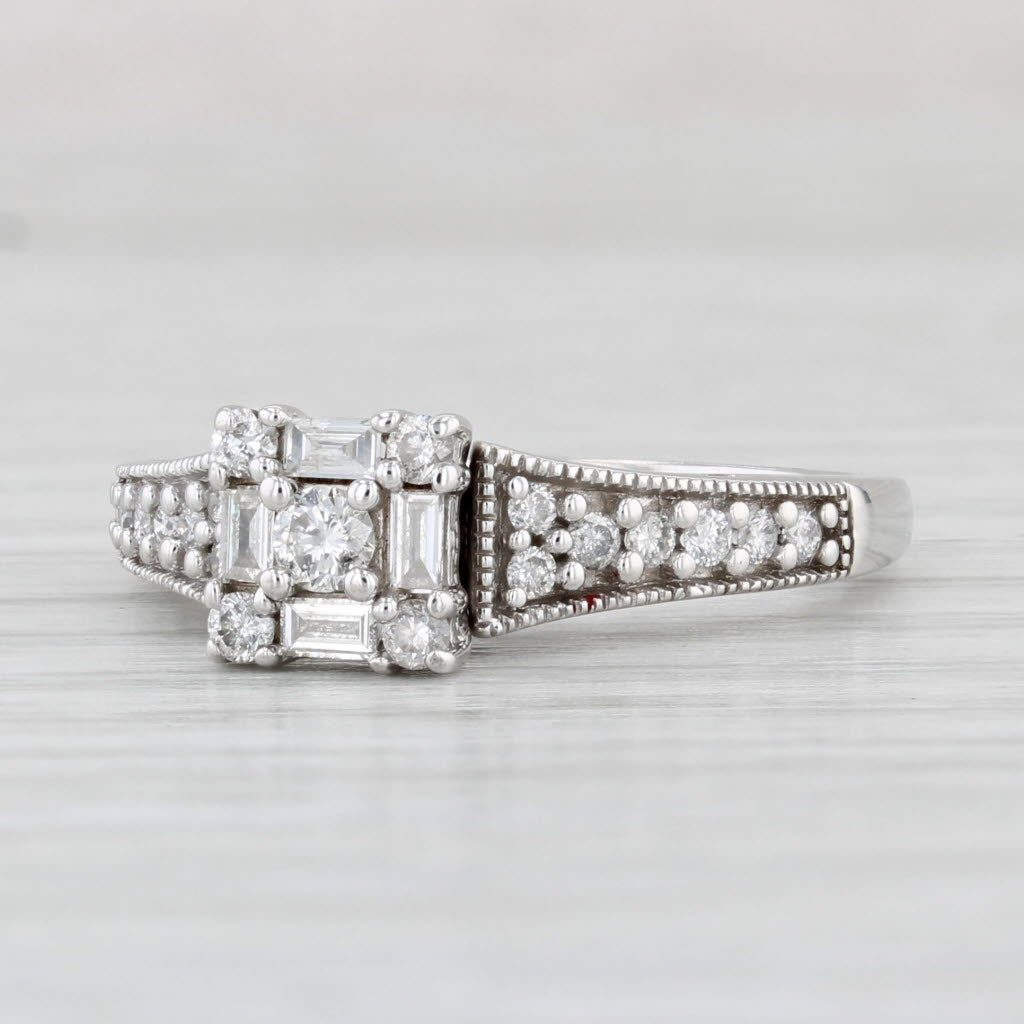 0.49ctw Diamond Engagement Ring 14k White Gold Size 7 Vintage Style - Perfect for Proposals, Anniversaries & Romantic Gifts
