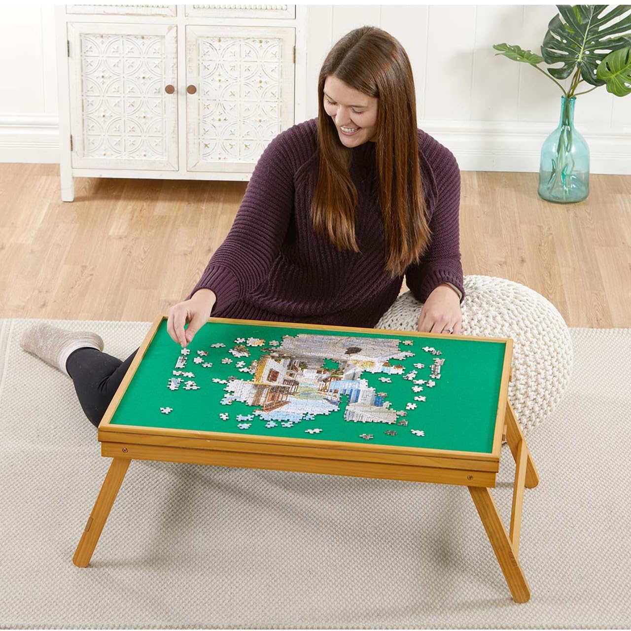 Premium Wooden Puzzle Table Accessory for Adults - Relaxing Brain Teaser Game for Home, Office & Travel - Perfect Gift for Puzzle Lovers & Family Game Nights