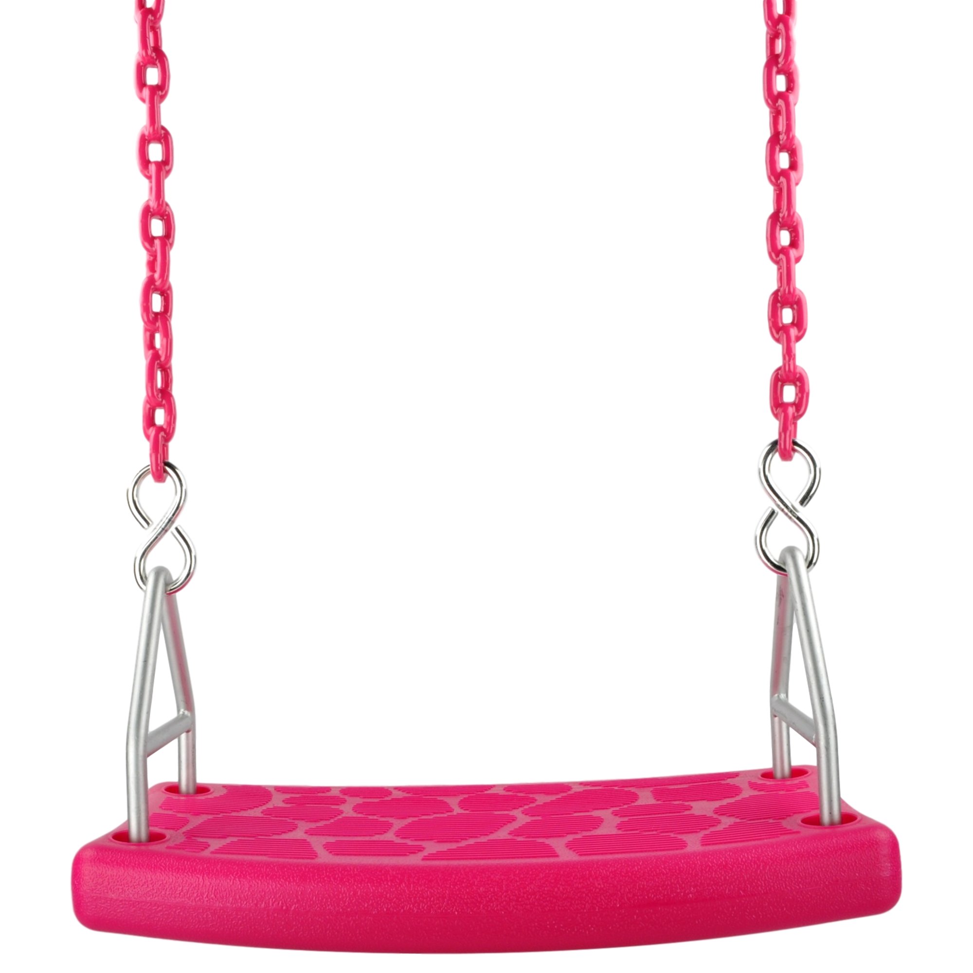 Swing Set Stuff Inc. 5.5 Ft. Pink Coated Chain Flat Seat with SSS Logo Sticker - Durable Outdoor Swing Seat for Kids Playground, Backyard, and Park Fun