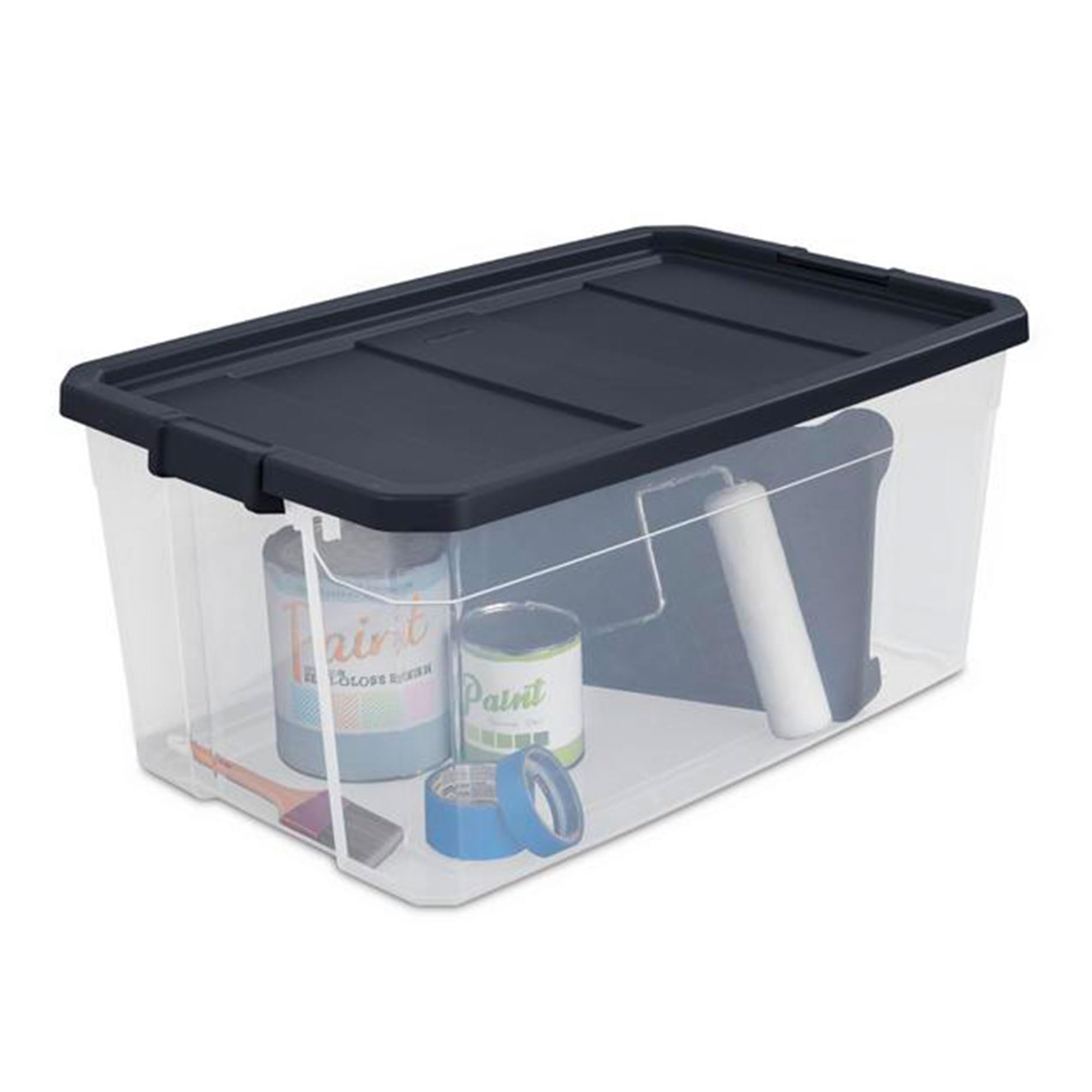 Sterilite 4-Pack 116 Qt Stackable Storage Containers with Secure Latching Lids, Gray - Perfect for Home Organization, Garage Storage & Moving Supplies