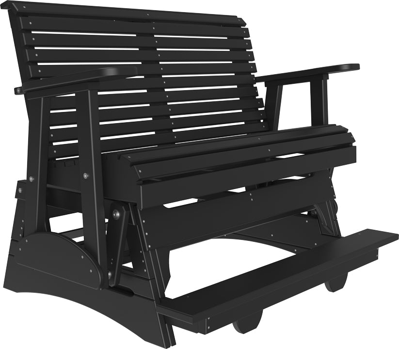 LuxCraft 4 Foot Plain Balcony Glider Chair - Outdoor Patio Swing for Relaxing on Porch, Deck or Garden