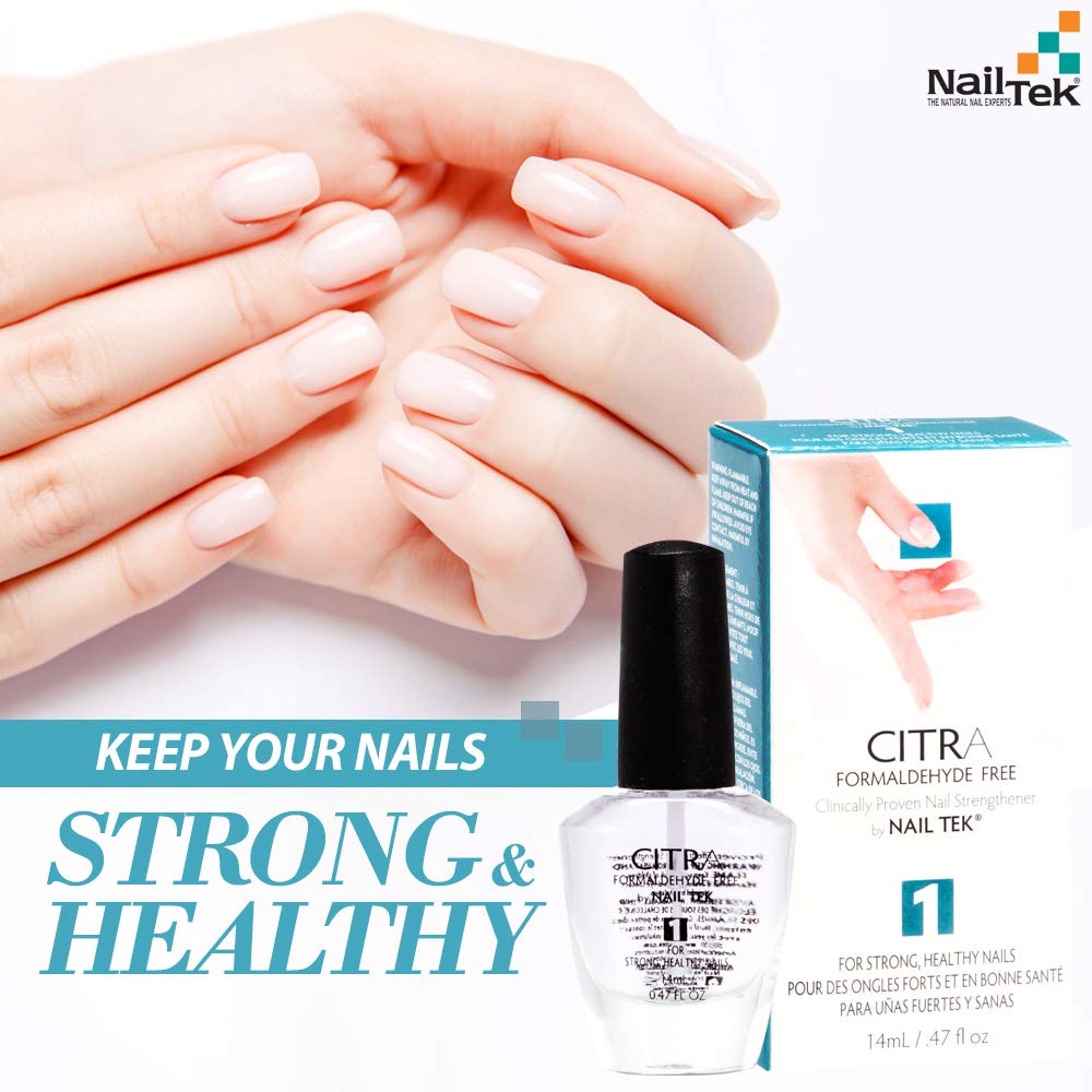Nail Tek CITRA1 Nail Strengthener for Strong & Healthy Nails - Daily Nail Treatment & Repair, 0.47 fl oz (1-Pack) - Perfect for Brittle, Weak Nails at Home or Salon Care