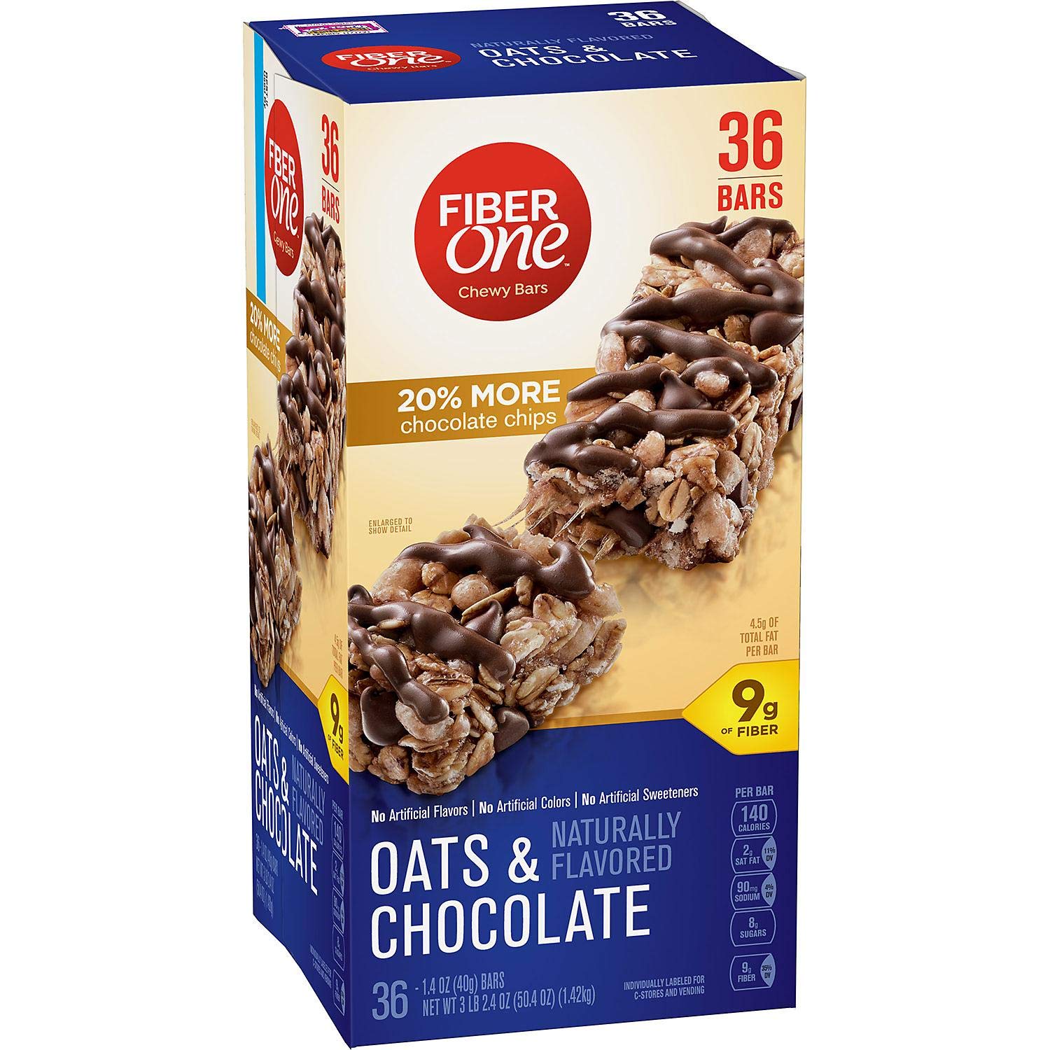 Fiber One Oats & Chocolate Granola Bars - 128 Count Pack | Healthy Breakfast & Snack Bars for Adults & Kids | Perfect for On-the-Go, Office, School & Hiking