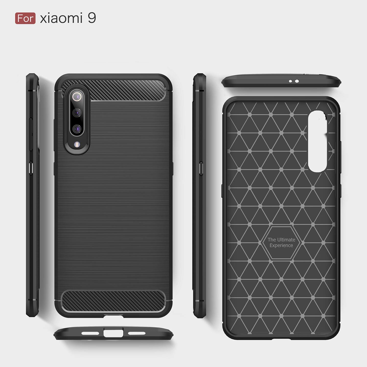 Xiaomi Mi 9 Case - Carbon Fiber Shockproof Slim Protective Cover for Xiaomi Mi 9 Smartphone (Black) | Perfect for Daily Use, Work & Outdoor Activities