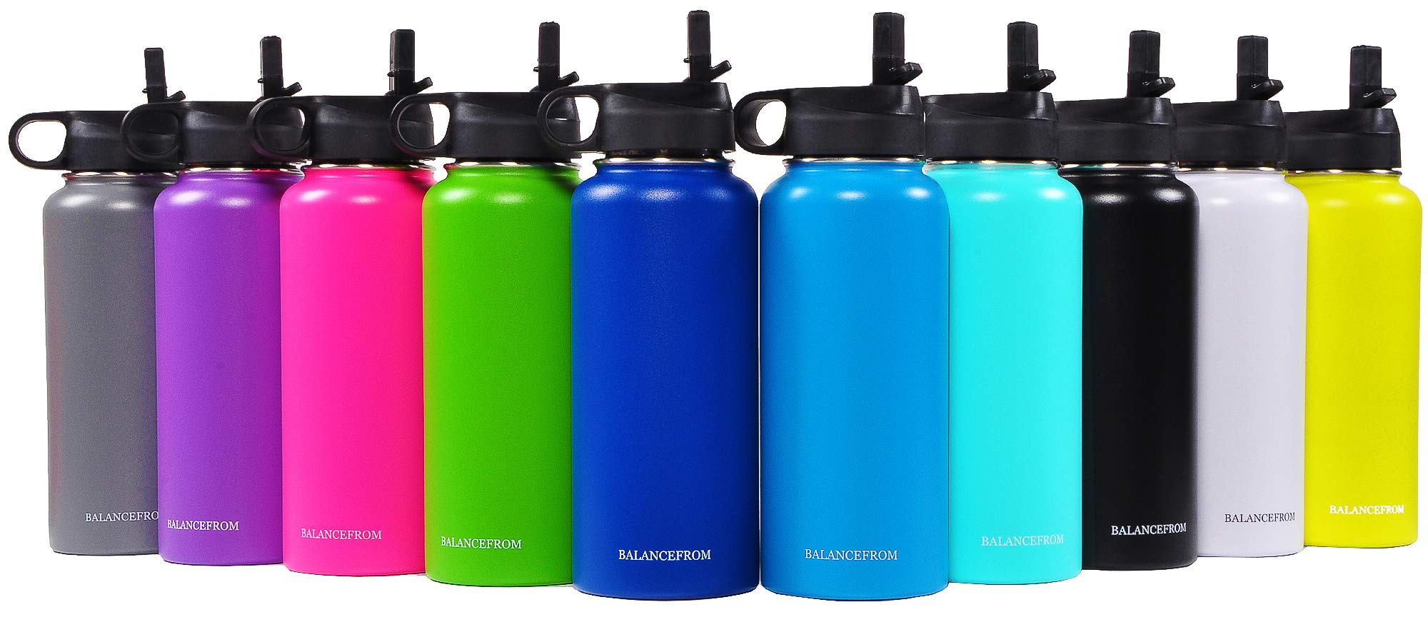 Signature Fitness Double-Wall Vacuum Insulated Stainless Steel Water Bottle - 3 Leak-Proof Lids, 20oz/32oz Options, 12 Vibrant Colors | Perfect for Gym, Hiking, Office & Outdoor Activities