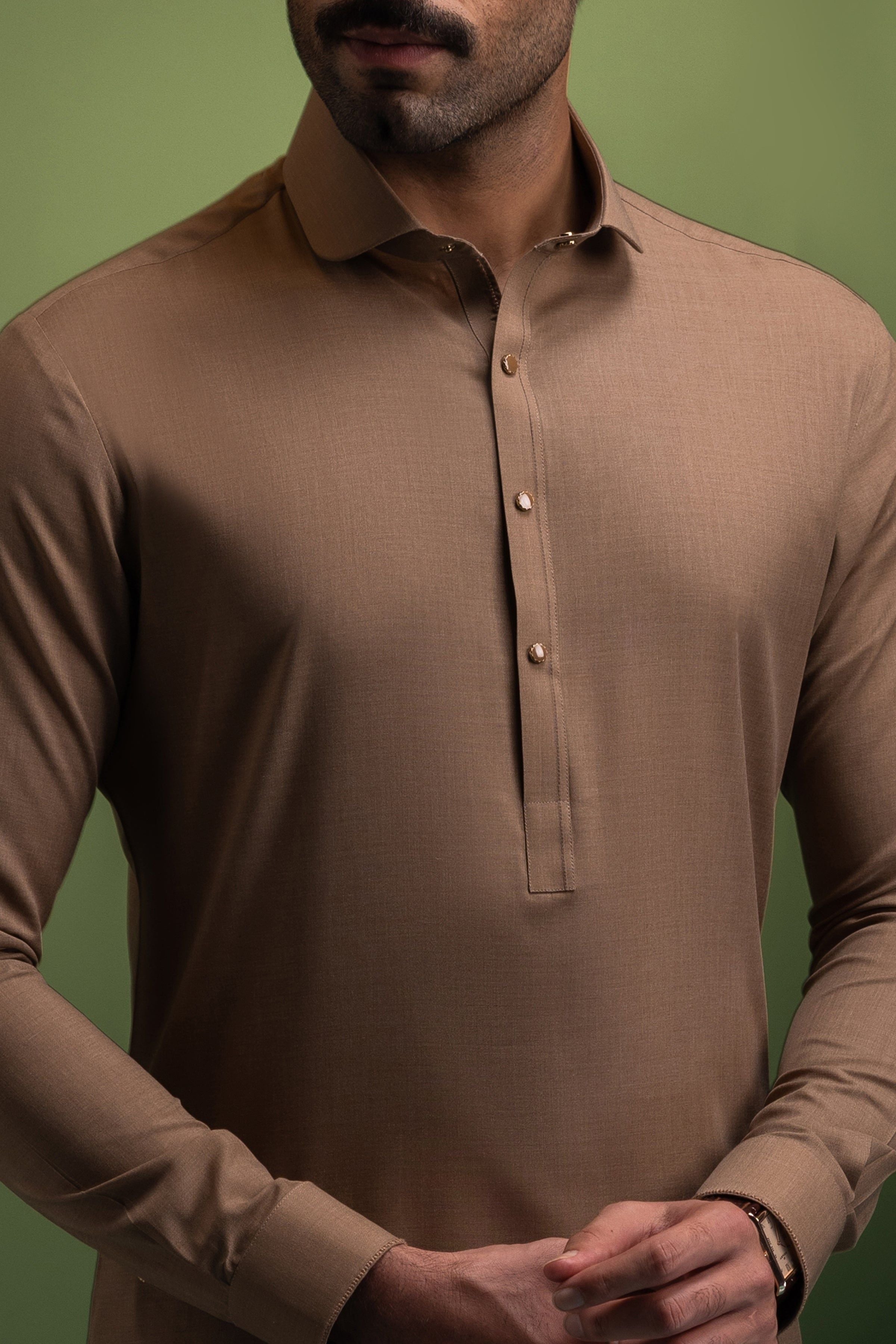 Premium Blended Camel Shalwar Kameez Outfit - Traditional Pakistani Suit for Men - Perfect for Eid, Weddings & Cultural Events