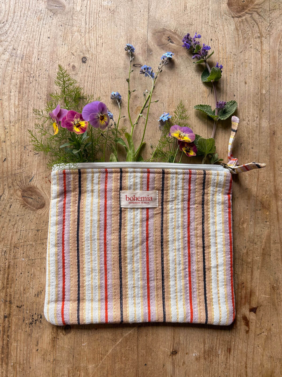 Jaipur Stripe Large Pouch - Colorful Handmade Indian Clutch Bag for Women | Perfect for Parties, Weddings & Festivals