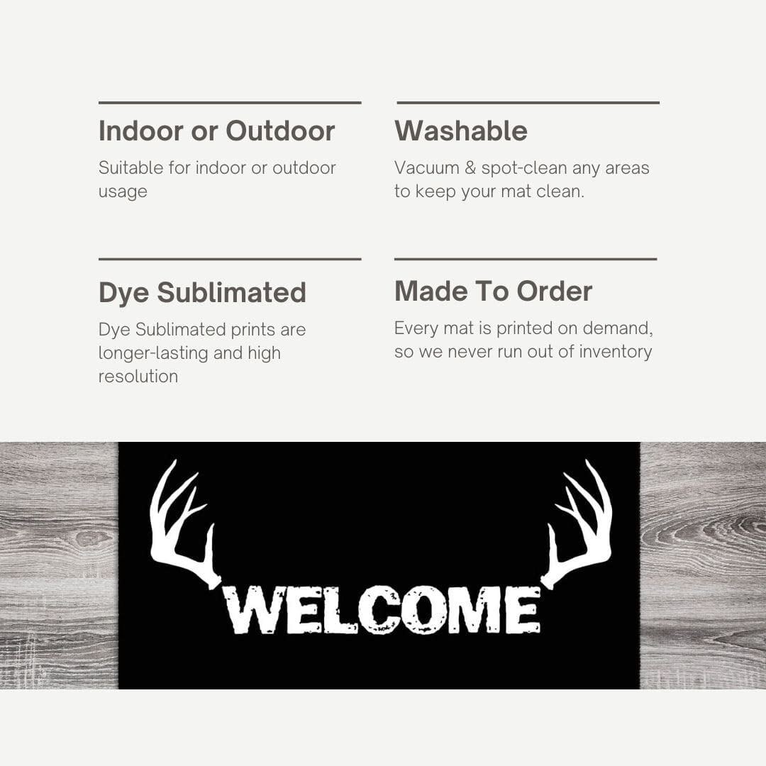 Premium Mossy Oak Front Doormat - Non-Skid Welcome Mat with Family Tree Deer Stand Design - Low Pile Indoor/Outdoor Rug - 23
