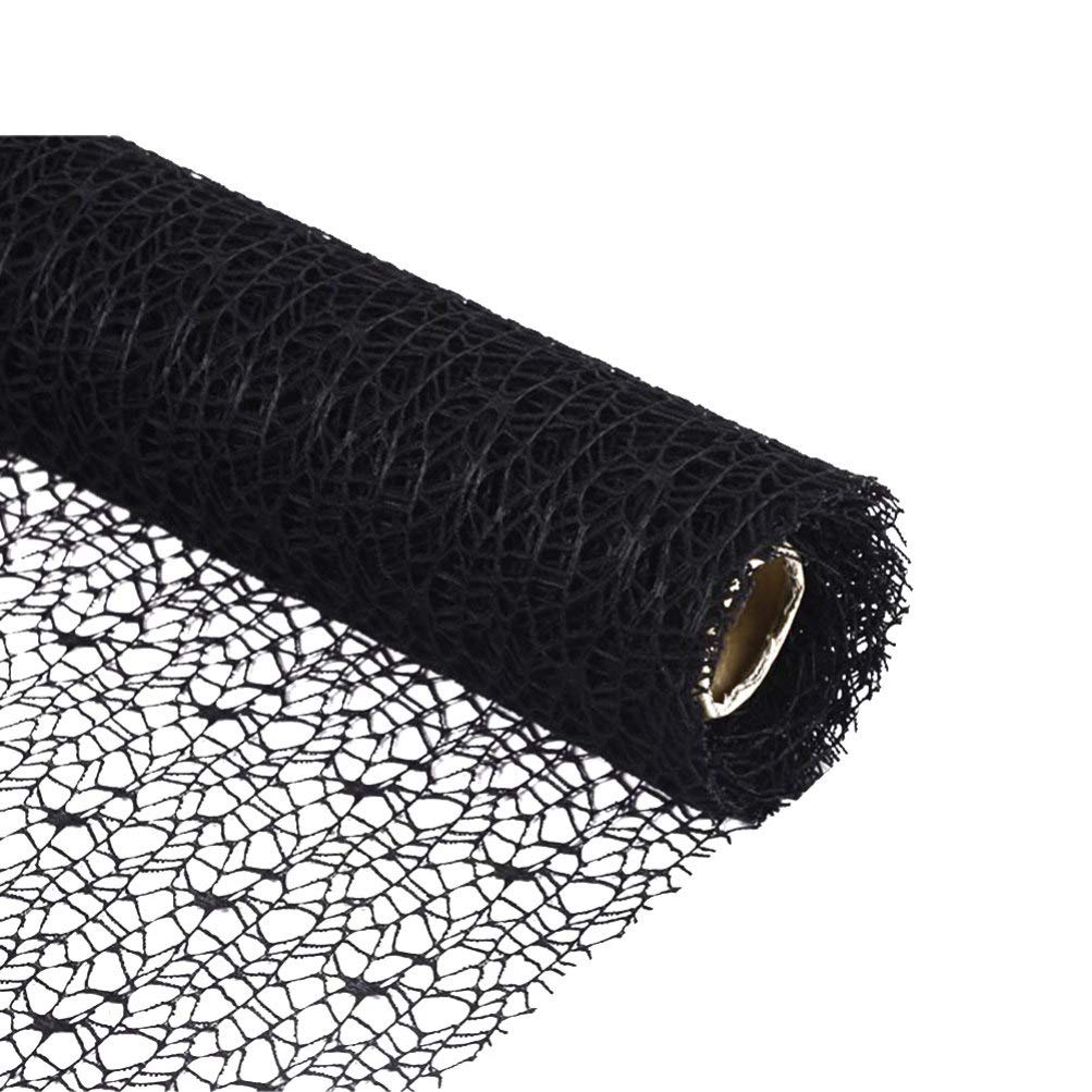 EXCEART Black Mesh Ribbon Roll - Spider Web Deco Ribbon Lace, Jute Mesh Trim for DIY Crafts, Gift Wrapping, Wedding Decor, Halloween Party Backdrop (Home Decoration, Scrapbooking, Table Runner)