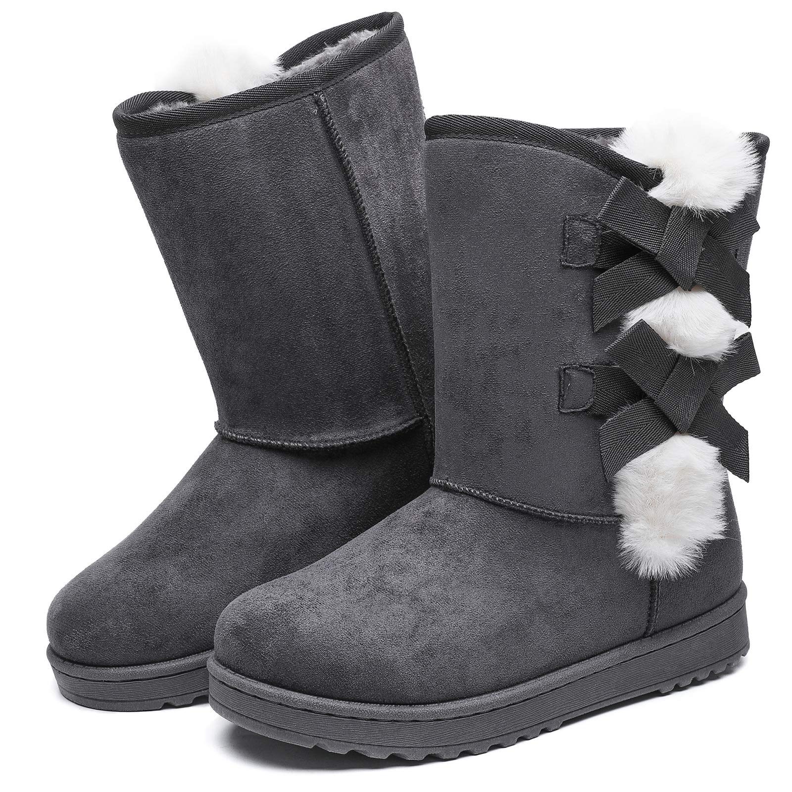Women's Winter Snow Boots - Mid Calf Warm Fur Lined Slip On Fashion Booties for Cold Weather & Outdoor Activities