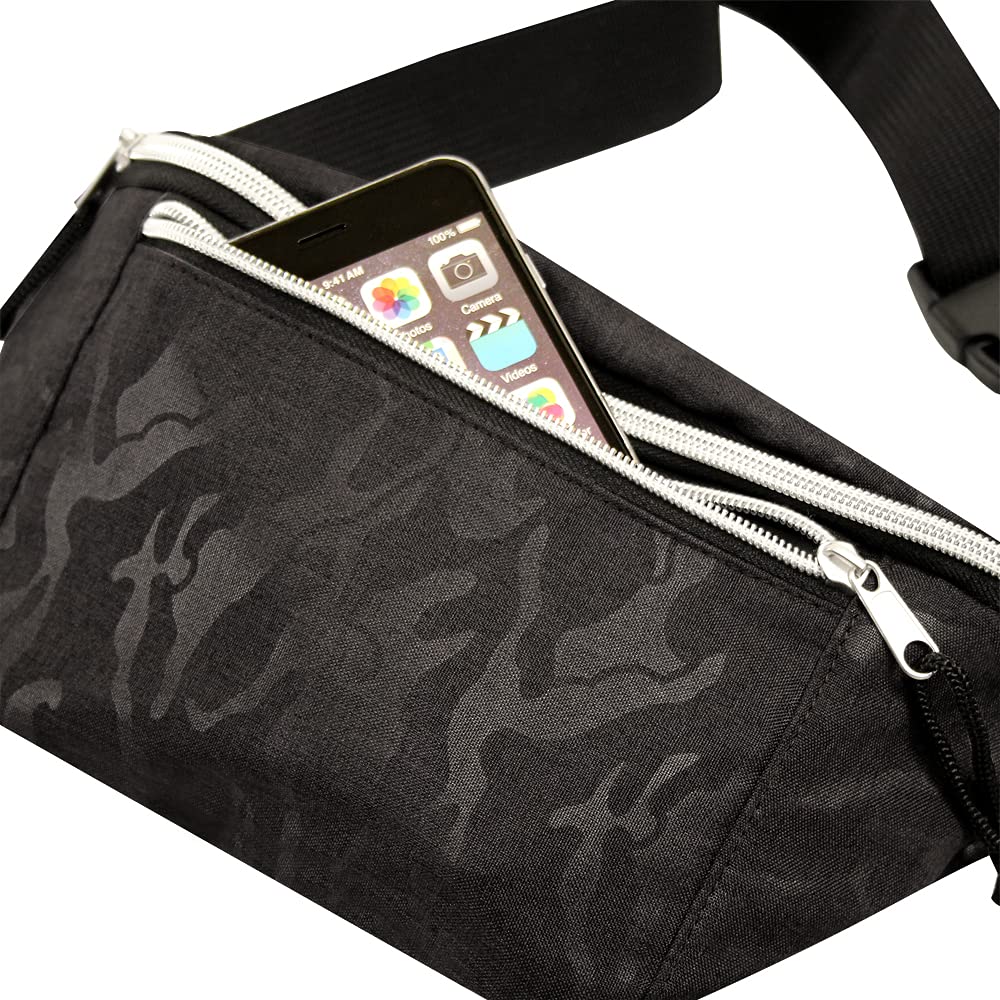 Preferred Nation RFID Blocking Slim Fanny Pack (Set of 2) – Anti-Theft Waist Pack for Running, Outdoor Concerts, Festivals & Events – Urban Camo & Charcoal – Secure & Stylish for Travel, Commuting & Daily Use