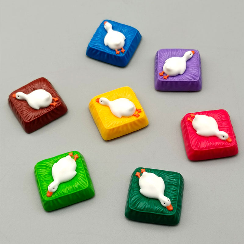 Lying Flat Duck Mechanical Keyboard - Short Switch Resin Handmade Custom Cute Creative Keycaps for Gaming, Typing & Office Work