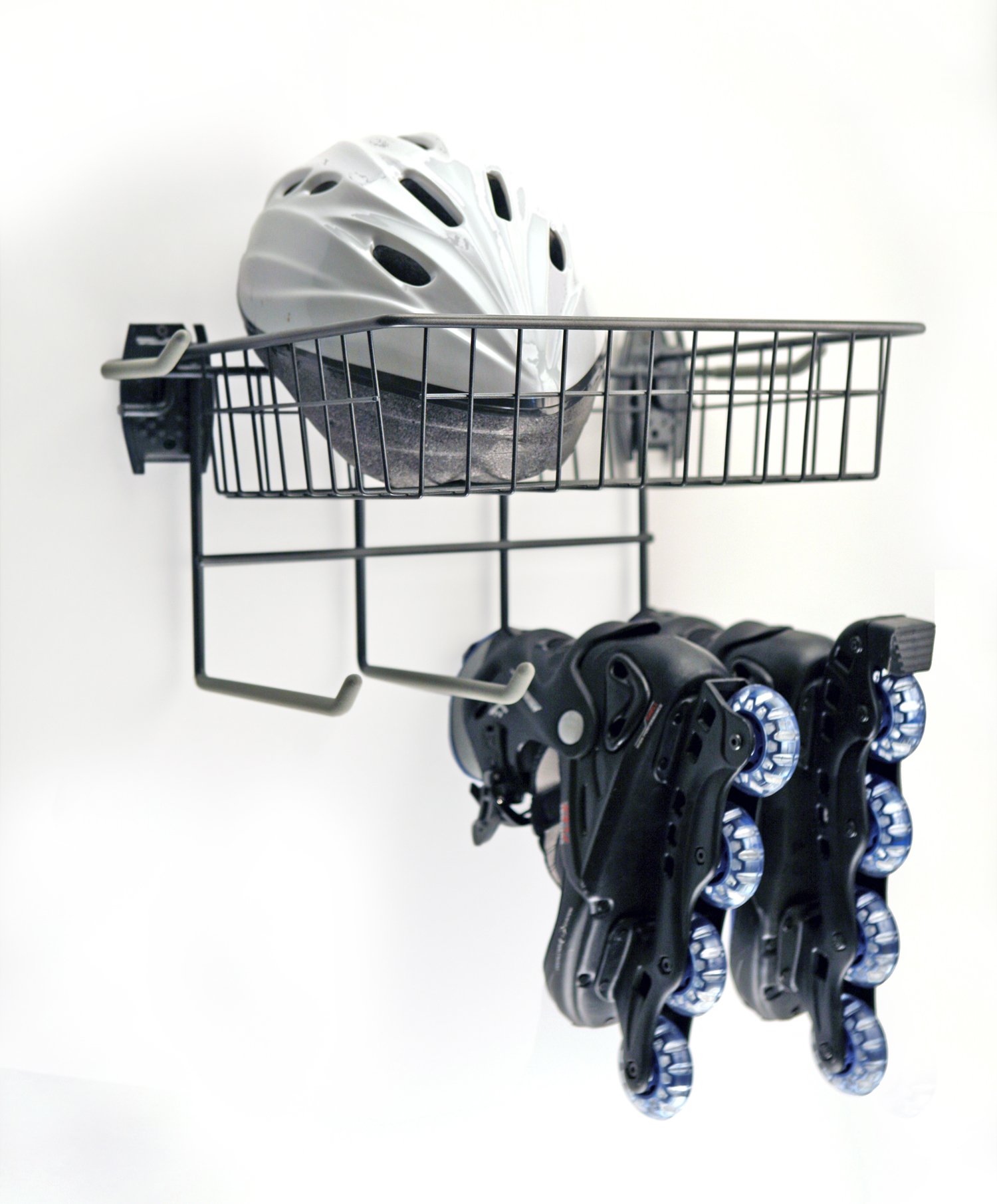 Skateboard Storage Rack with Basket - Wall Mounted Activity Organizer for Skateboards, Scooters & Sports Gear - Perfect for Garage, Bedroom & Playroom Organization