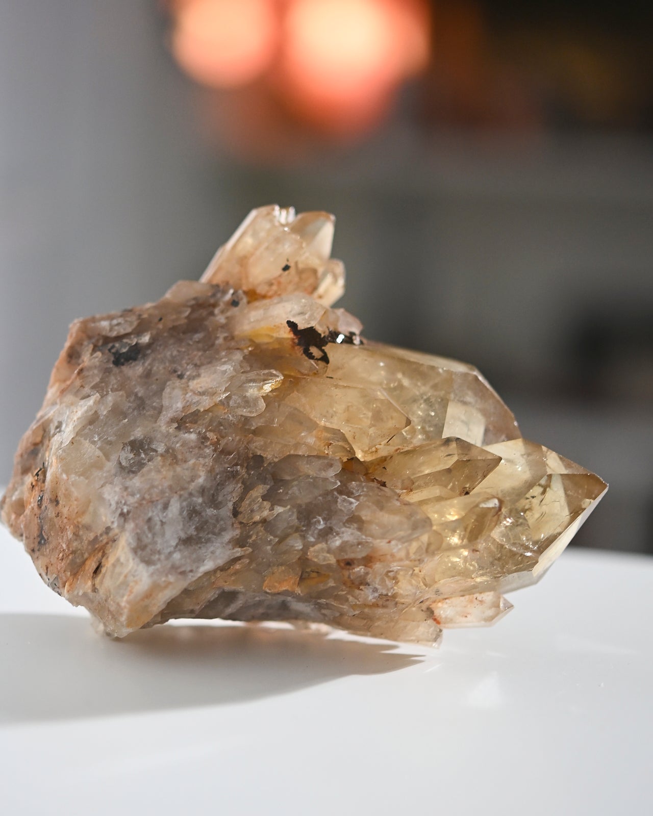 Natural Elestial Citrine Crystal Cluster - 1.2lb Raw Healing Stone for Meditation, Reiki, Chakra Balancing & Home Decor