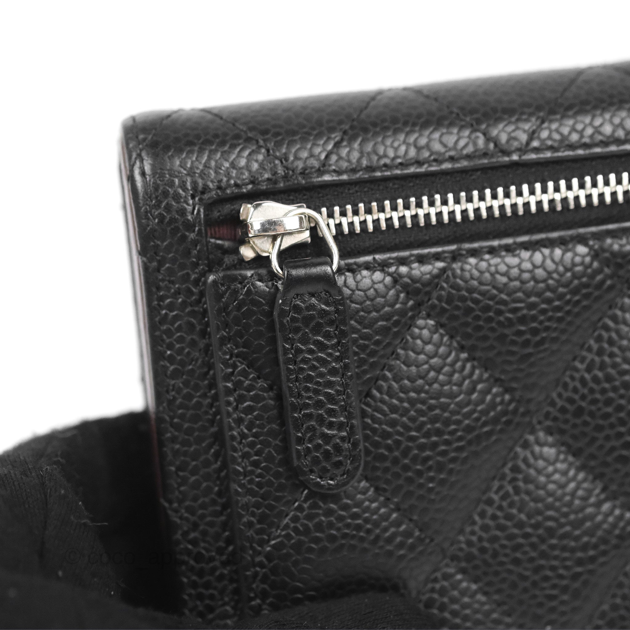 Chanel Classic Flap Wallet Black Caviar Leather with Silver Hardware - Luxury Designer Wallet for Women, Perfect for Everyday Use & Special Occasions