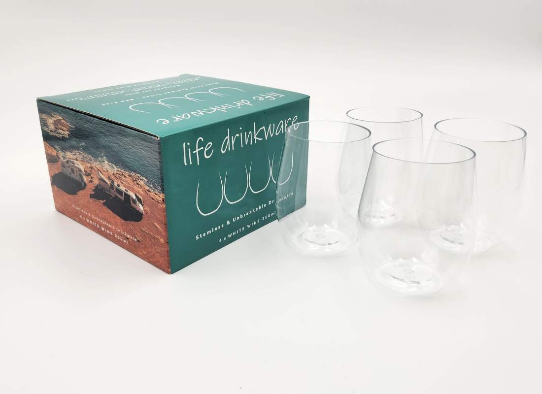 Premium 4-Piece White Wine Glass Set - 350ml Crystal Clear Drinkware for Chardonnay, Sauvignon Blanc & Riesling - Perfect for Dinner Parties, Wine Tasting & Romantic Evenings (GST Included)