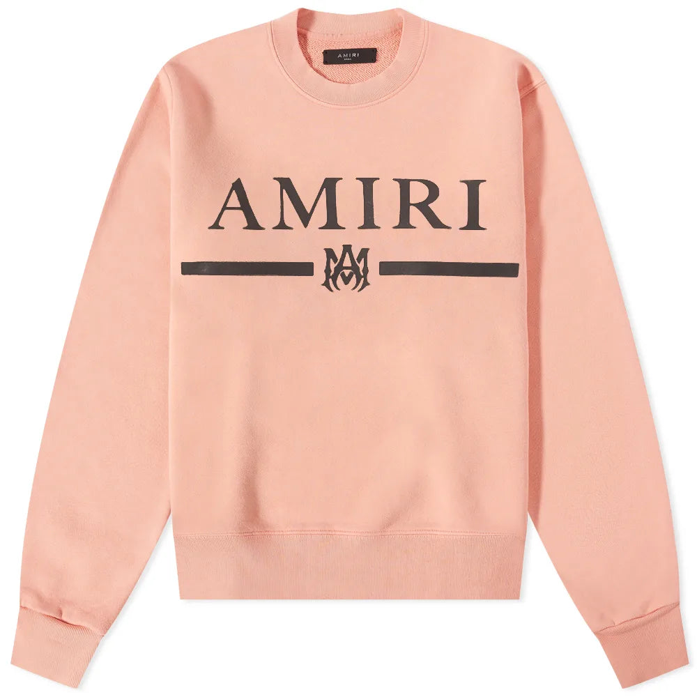 Amiri Peach Logo Crewneck Sweatshirt for Men - Soft Cotton Pullover with Embroidered Logo - Casual Streetwear for Everyday Wear & Urban Fashion