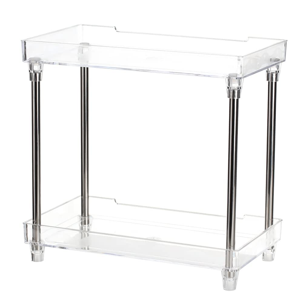 Kavolet 2-Tier Clear Acrylic Bathroom Organizer - Countertop Cosmetic Display Case & Storage Shelf for Perfume, Skincare, Makeup - Perfect for Vanity, Dresser, Counter Organization (Ideal for Small Spaces & Clutter-Free Bathroom Decor)