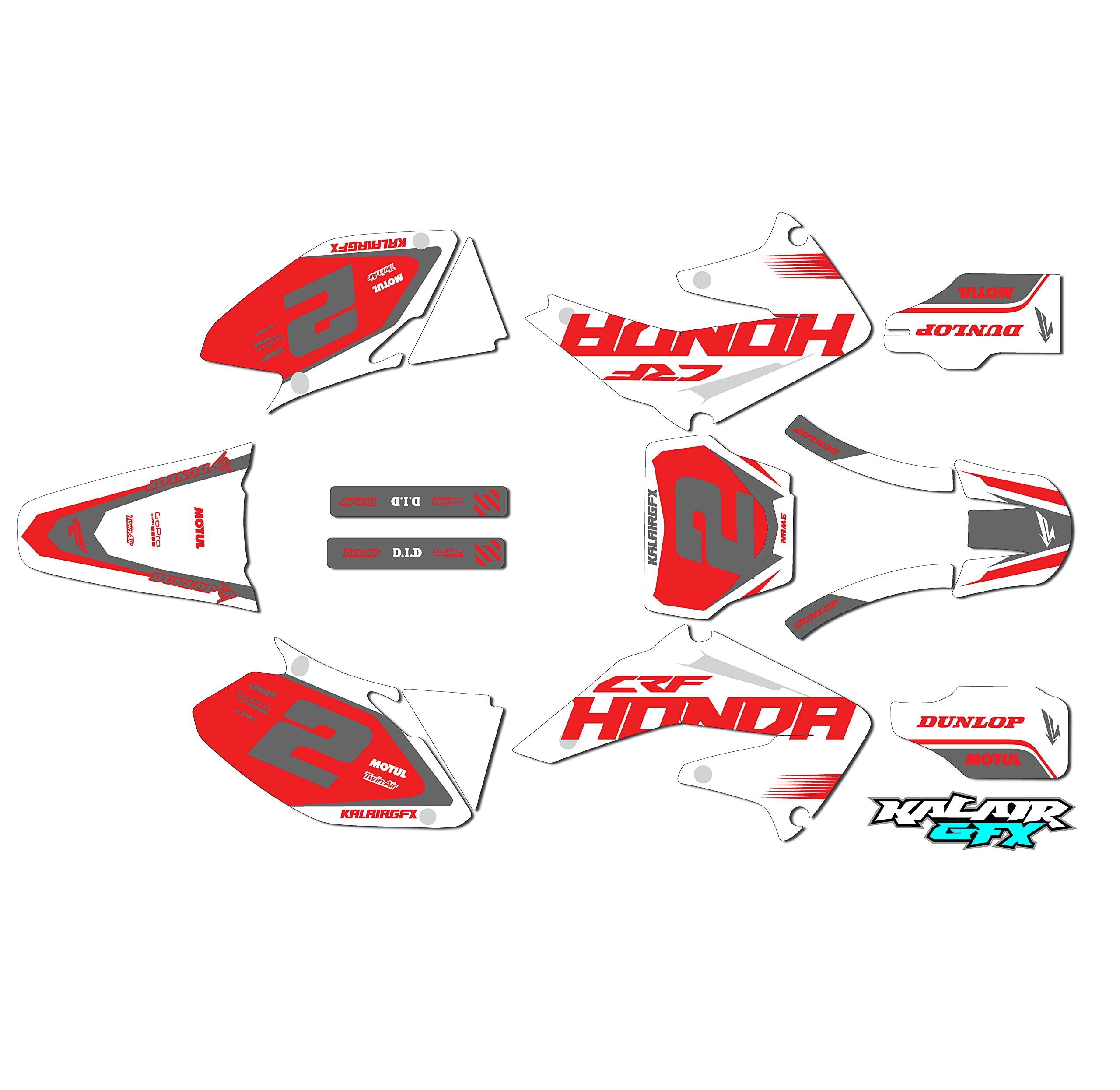 Honda CRF450R (2002-2004) Flight Series Gray 9 Mil Custom Dirt Bike Racing Graphics Decals Stickers Kit - No Plastics Included - Perfect for Motocross, Off-Road Racing & Bike Customization