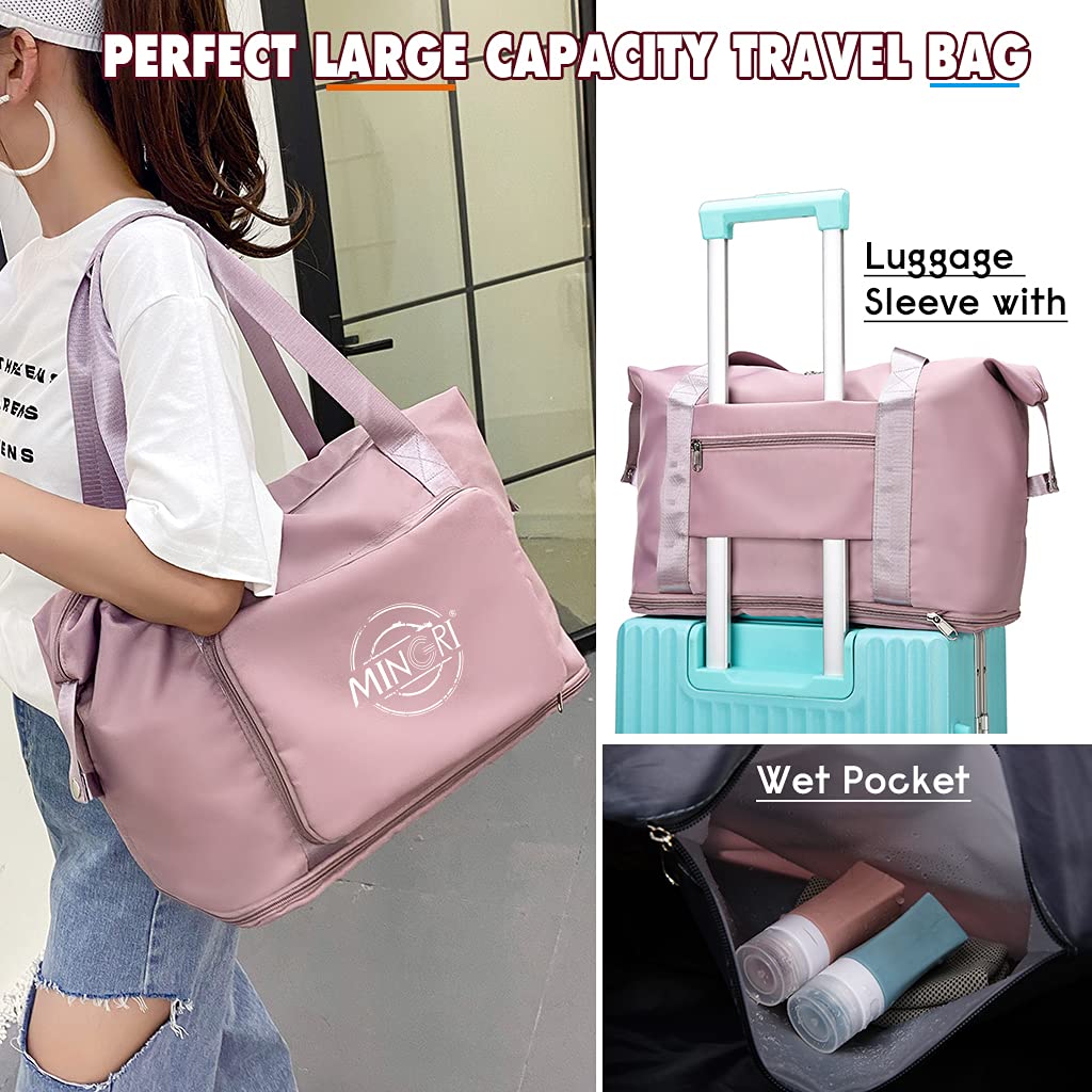 Stylish Women's Travel Duffel Tote Bag - Waterproof Weekender Overnight Carry On Bag with Trolley Sleeve for Airplane, Gym, Beach & Weekend Getaways | Perfect for Business Trips, Vacation & Daily Commute